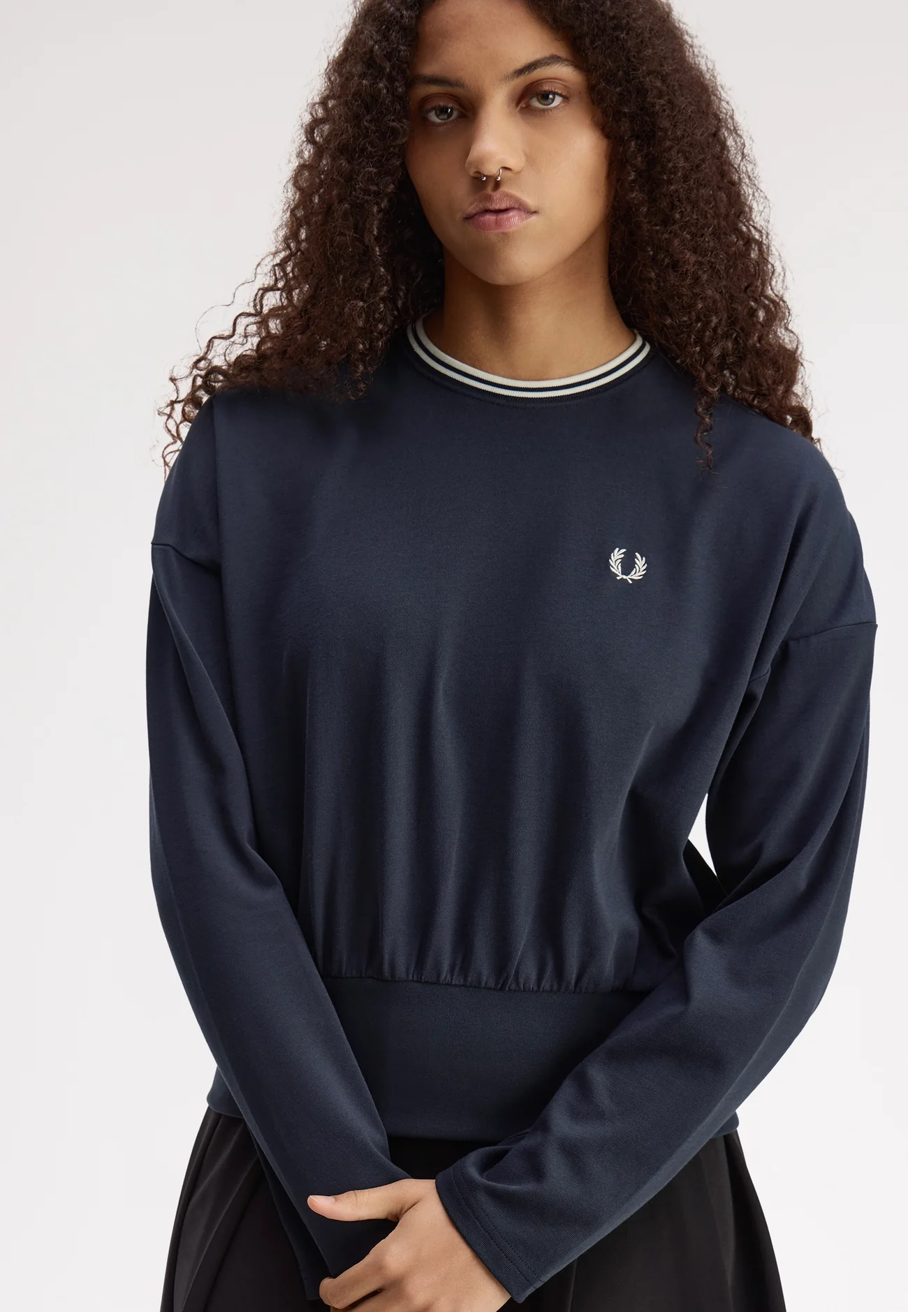 Fred Perry Twin Tipped L/S T-Shirt (Navy)