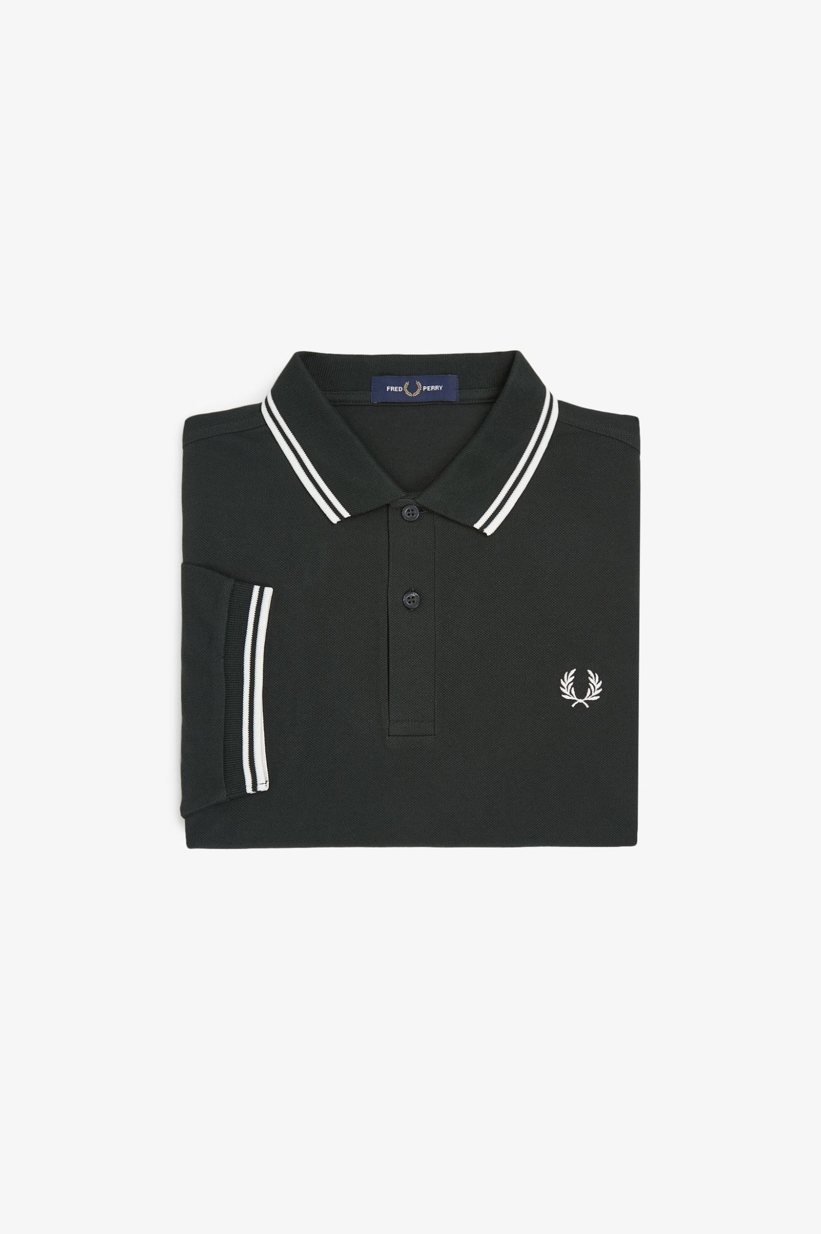 Fred Perry Twin Tipped Shirt in Nightgreen/Snow White
