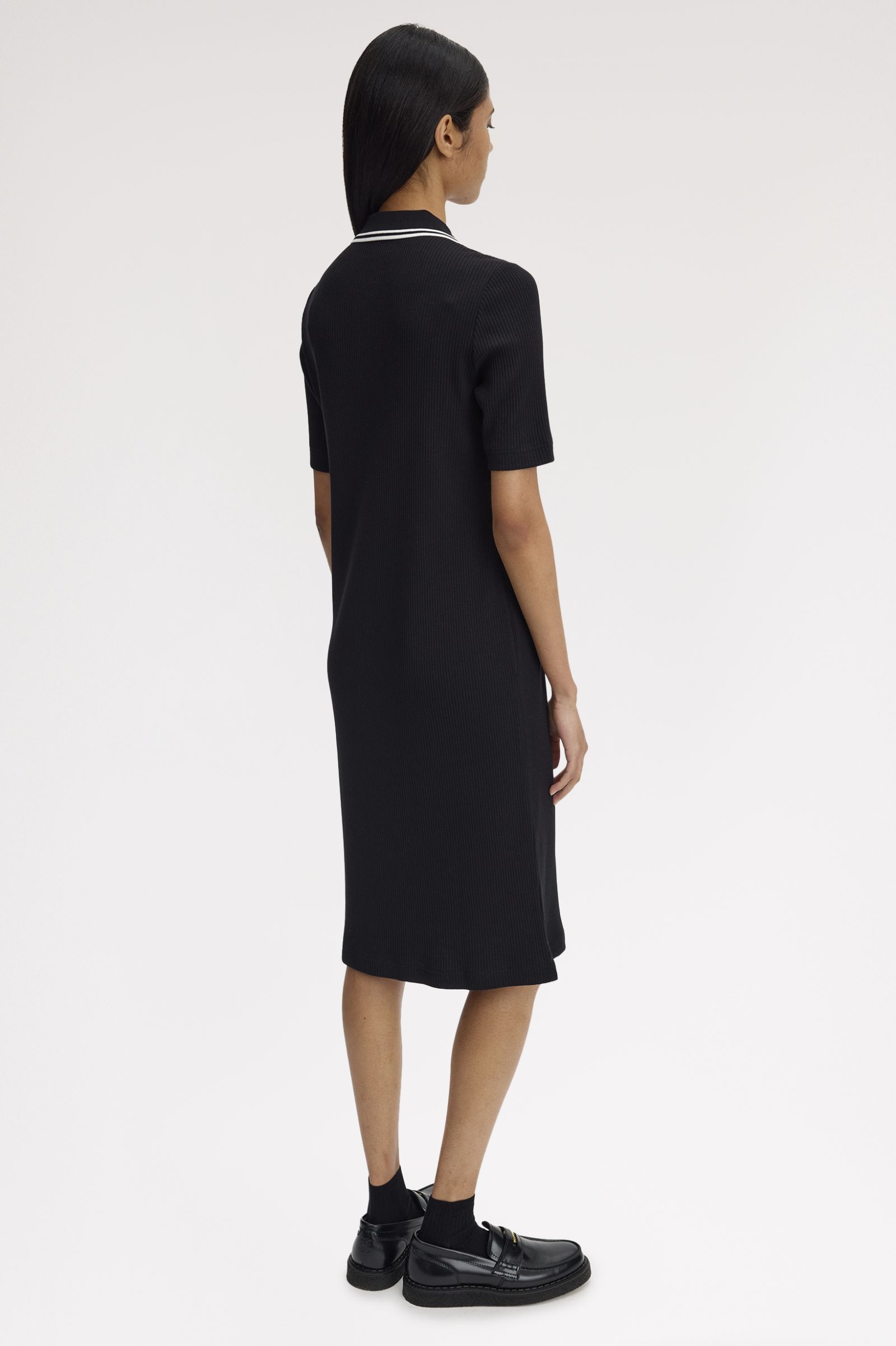 Fred Perry Ribbed Polo Dress (Black)