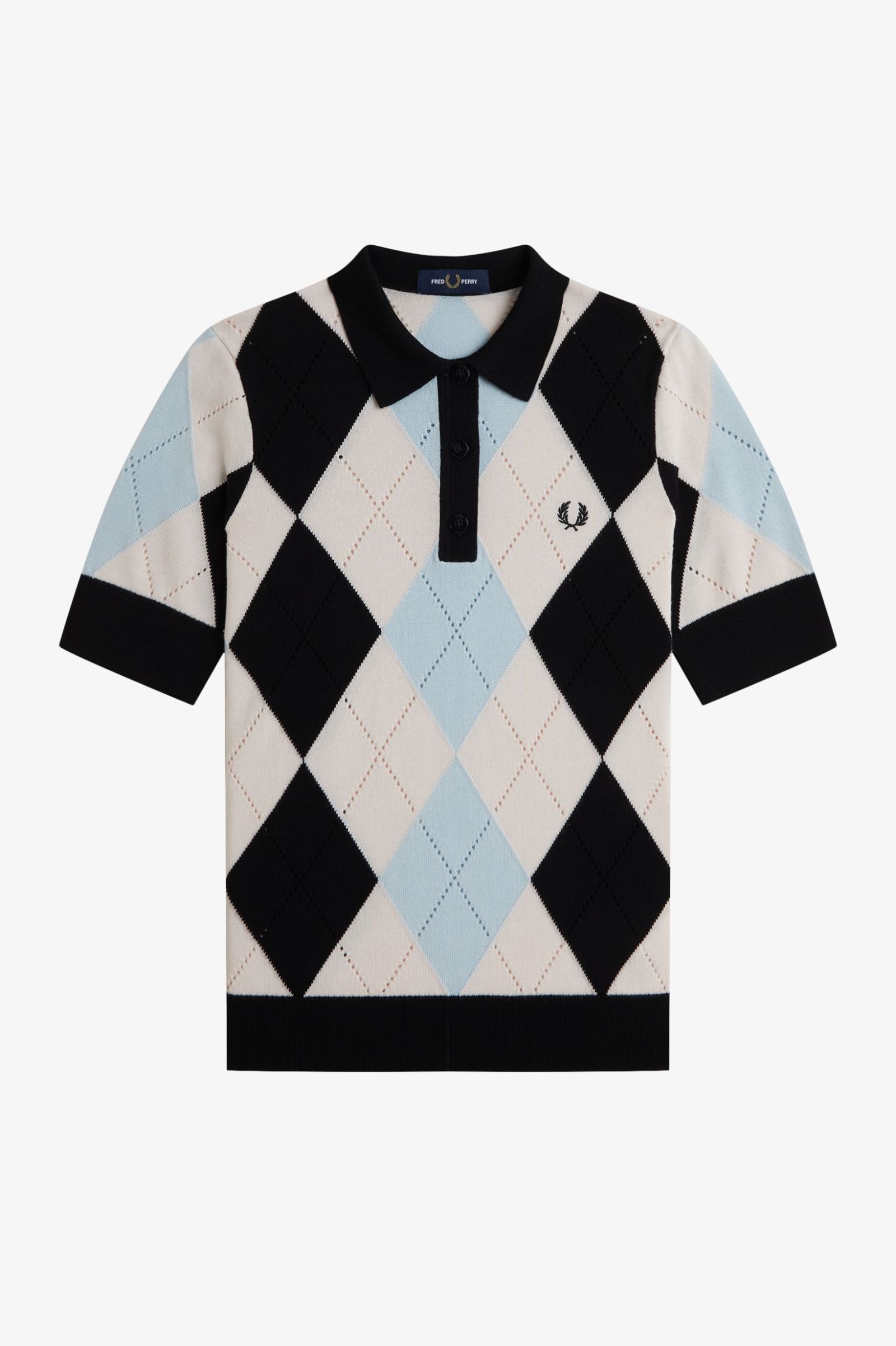 Fred Perry Argyle Pointelle Knitted Shirt (Silky Peach)
