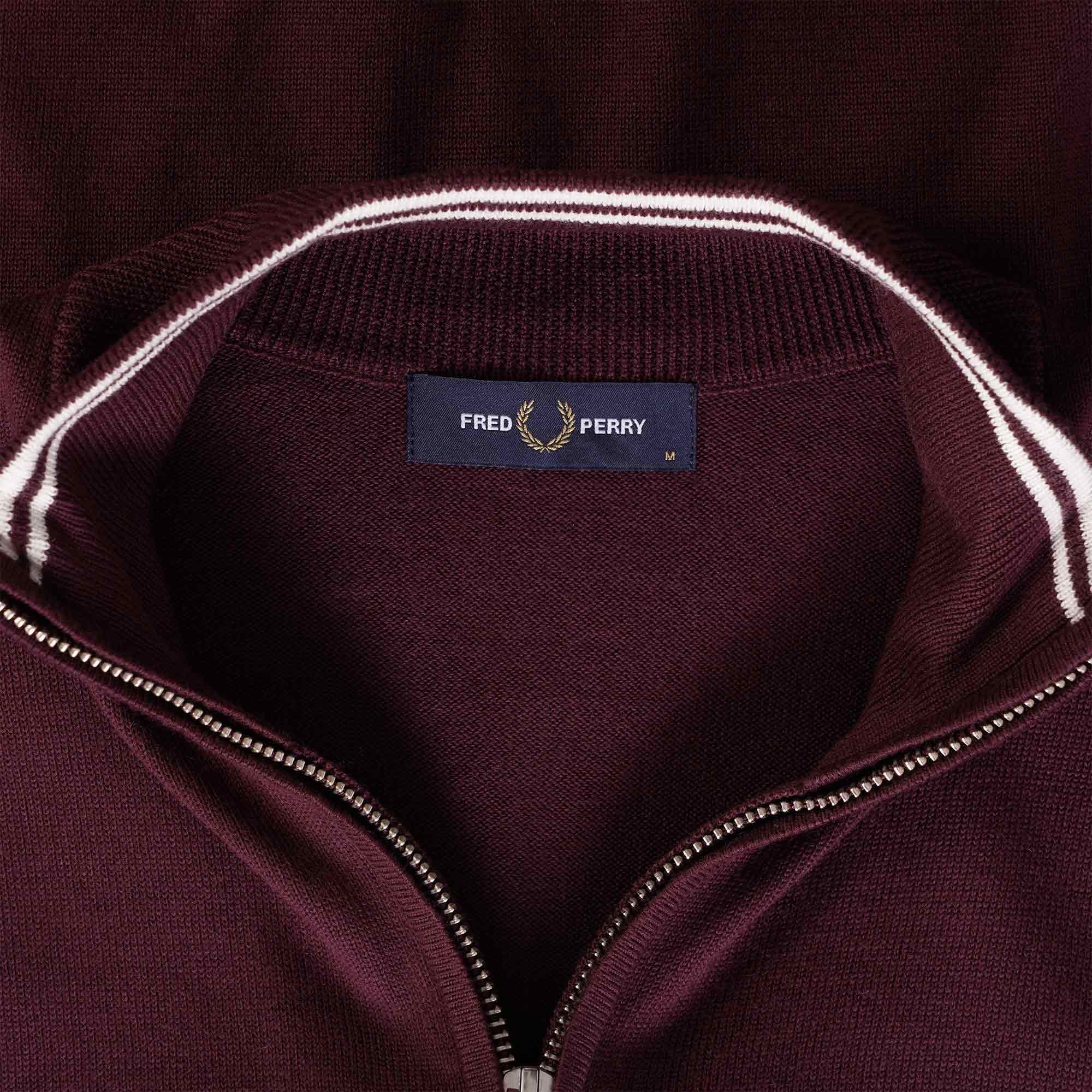 Fred Perry Zip Thru Cardigan Oxblood