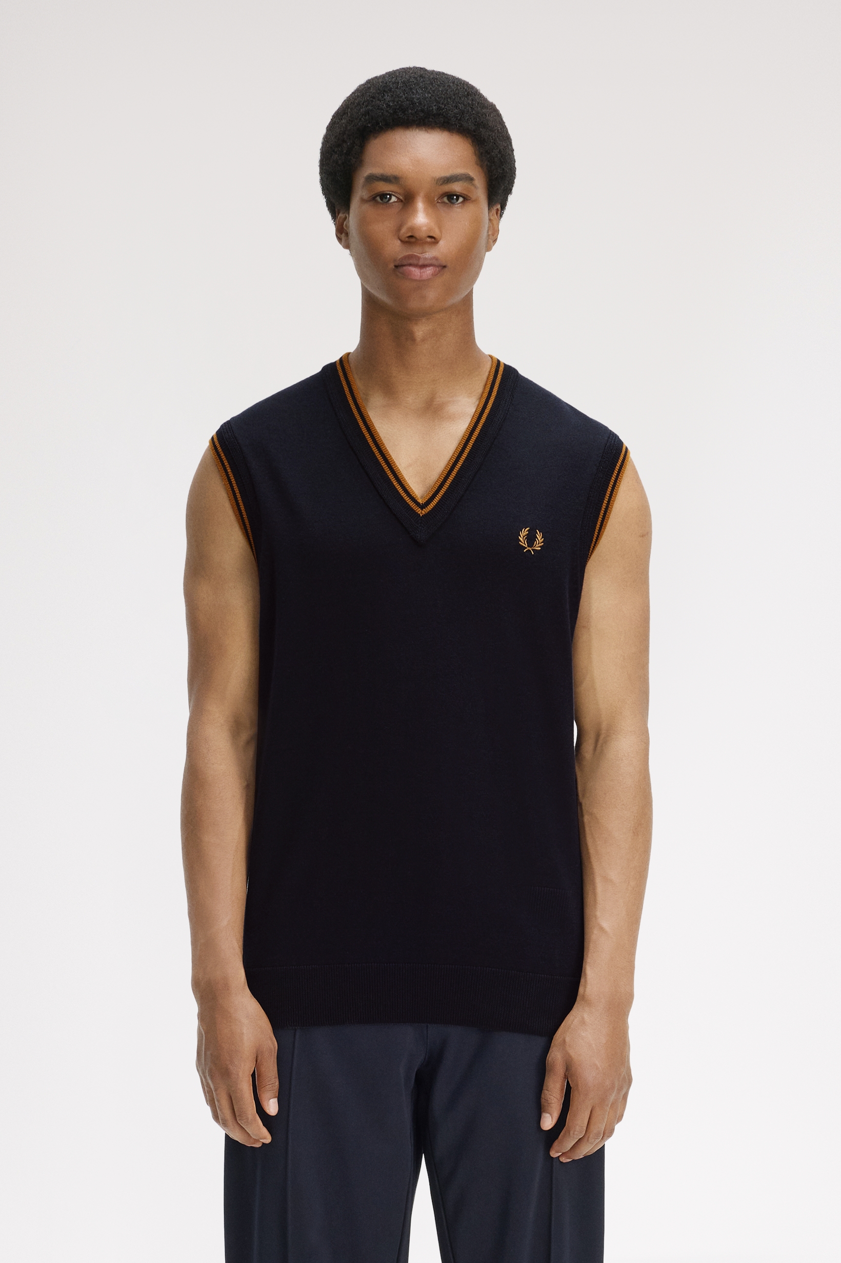 Fred Perry Tipped V-Neck Tank (Navy)