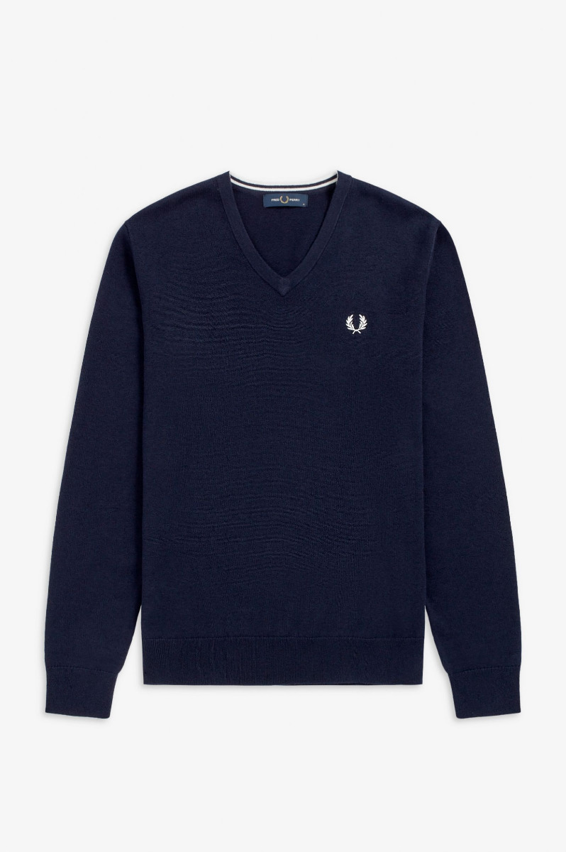 Fred Perry Classic V-Neck Jumper K9600 Navy-L