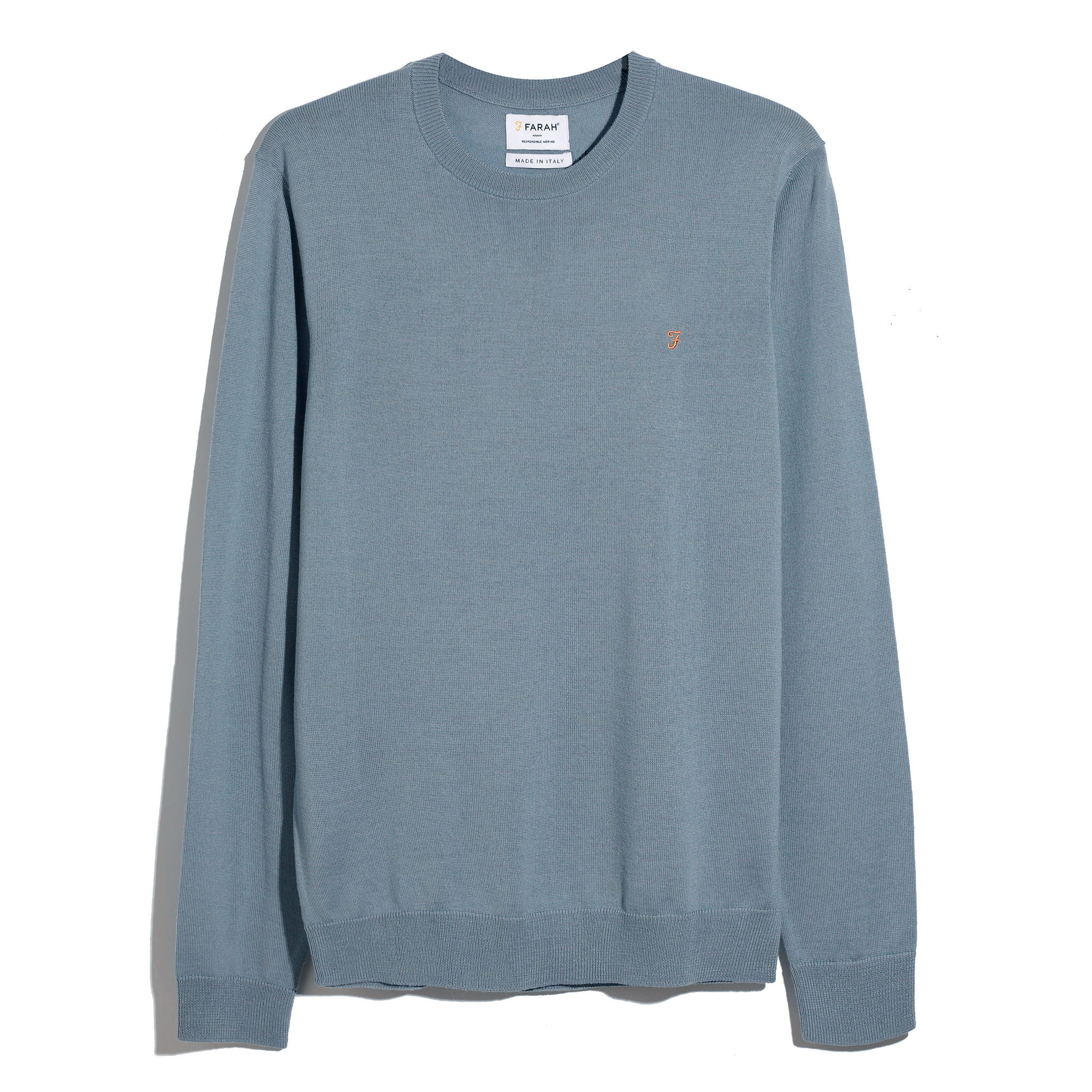  Farah Mullen Merino Wool Crew Neck Sweater (Icelandic Blue)