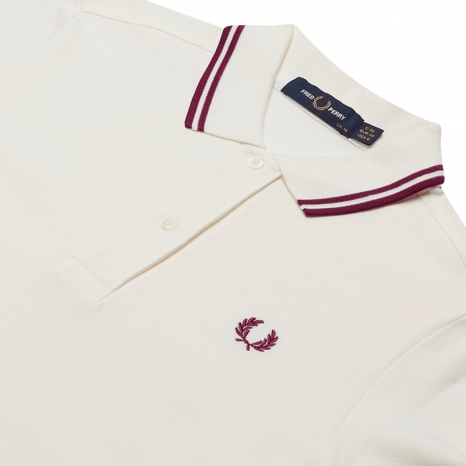 Fred Perry Womens Twin Tipped Polo Shirt Dress - Snow White