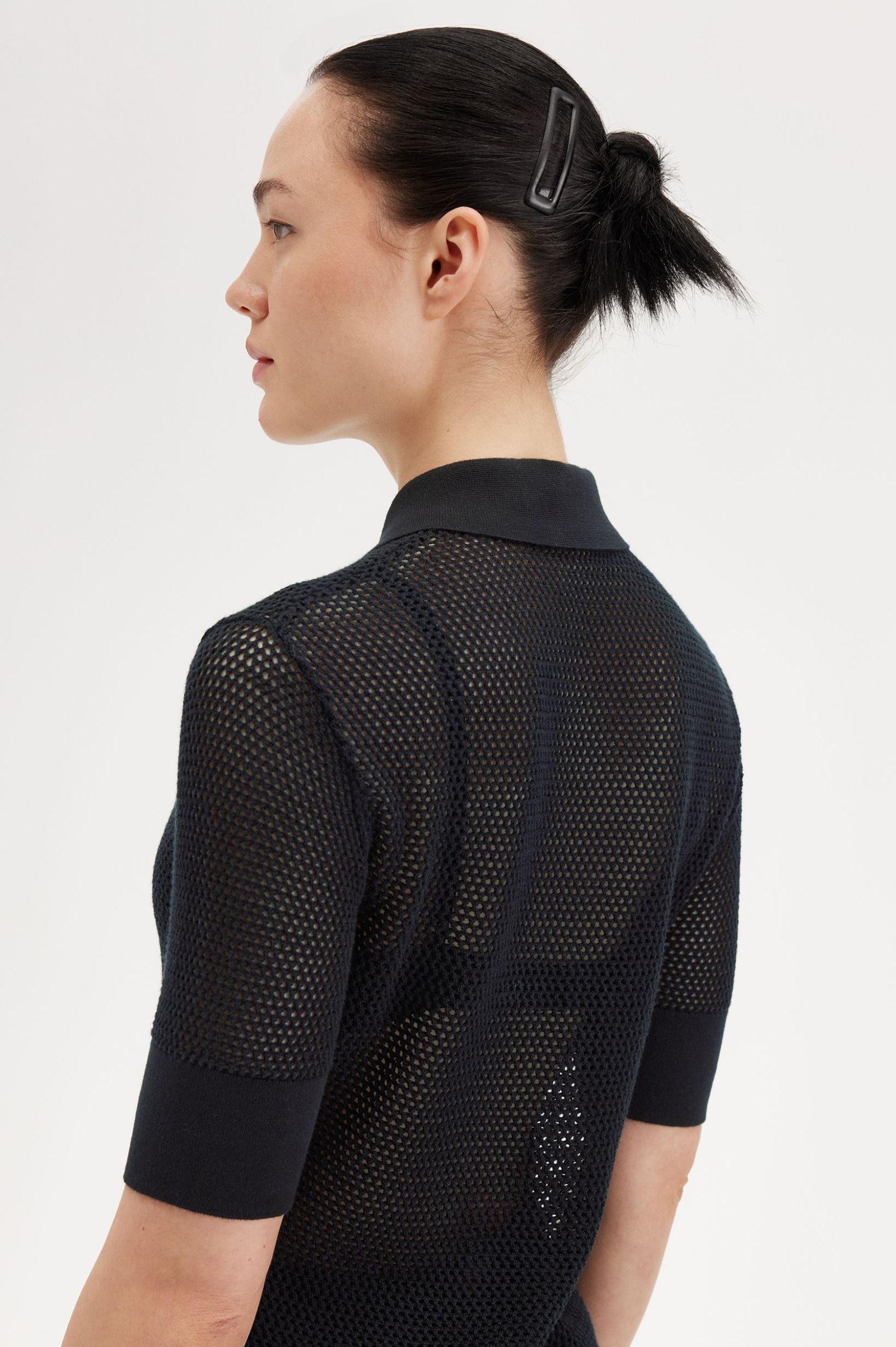 Fred Perry Open Knit Damen Poloshirt in Black
