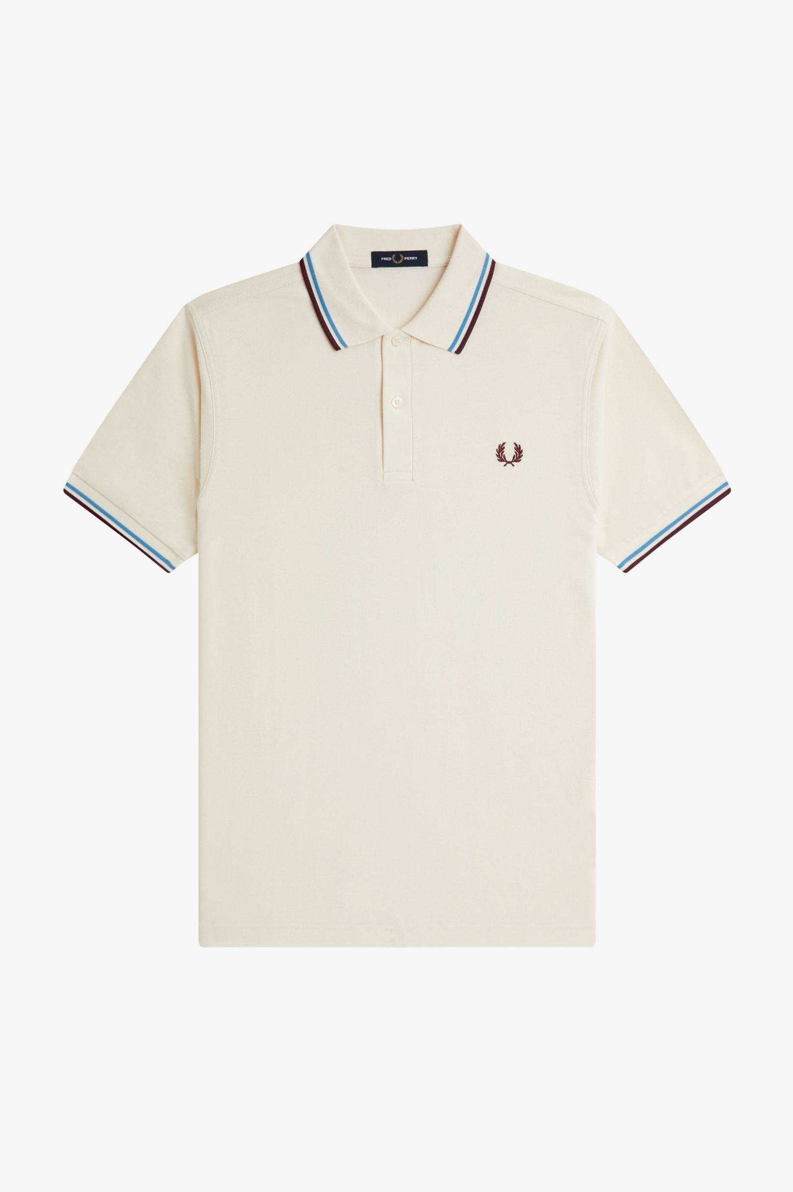 Fred Perry Twin Tipped Shirt (Ecru/Court Blue/Oxblood)