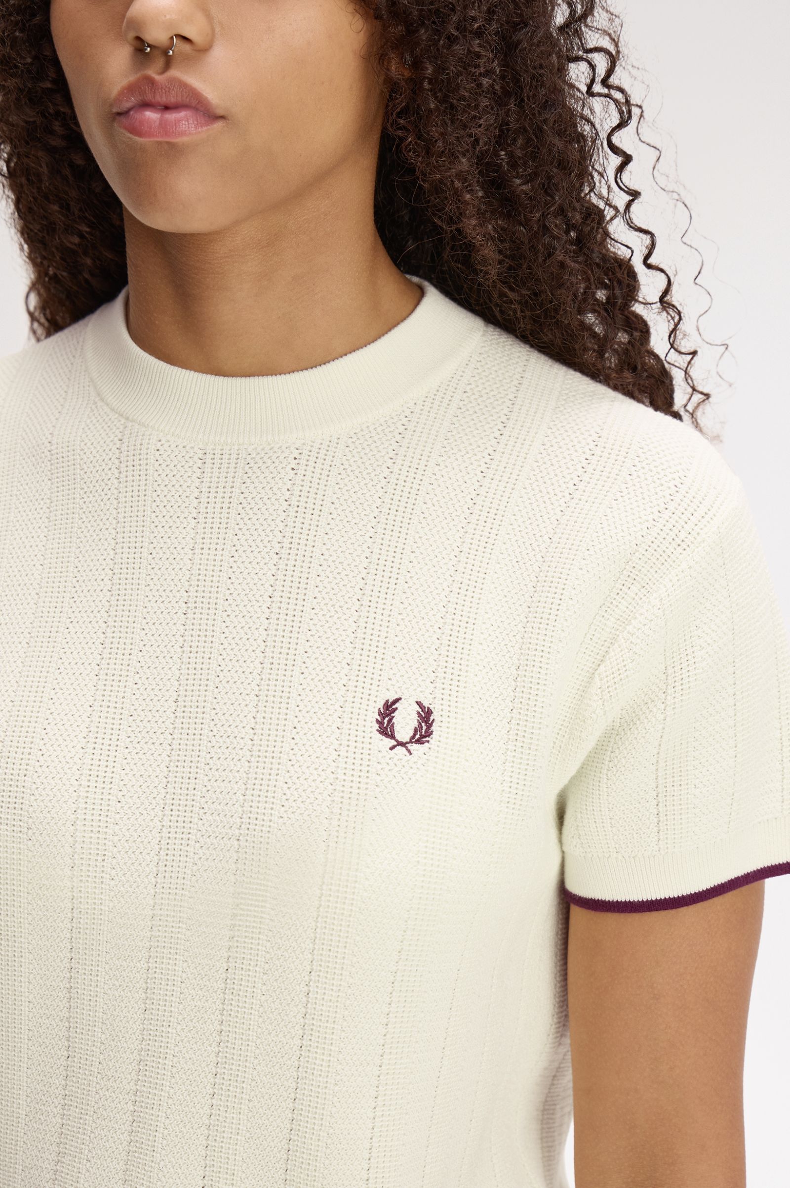 Fred Perry Textured Knitted Shirt (Ecru)