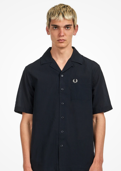 Fred Perry Lghtweight Texture Revere Col in Navy