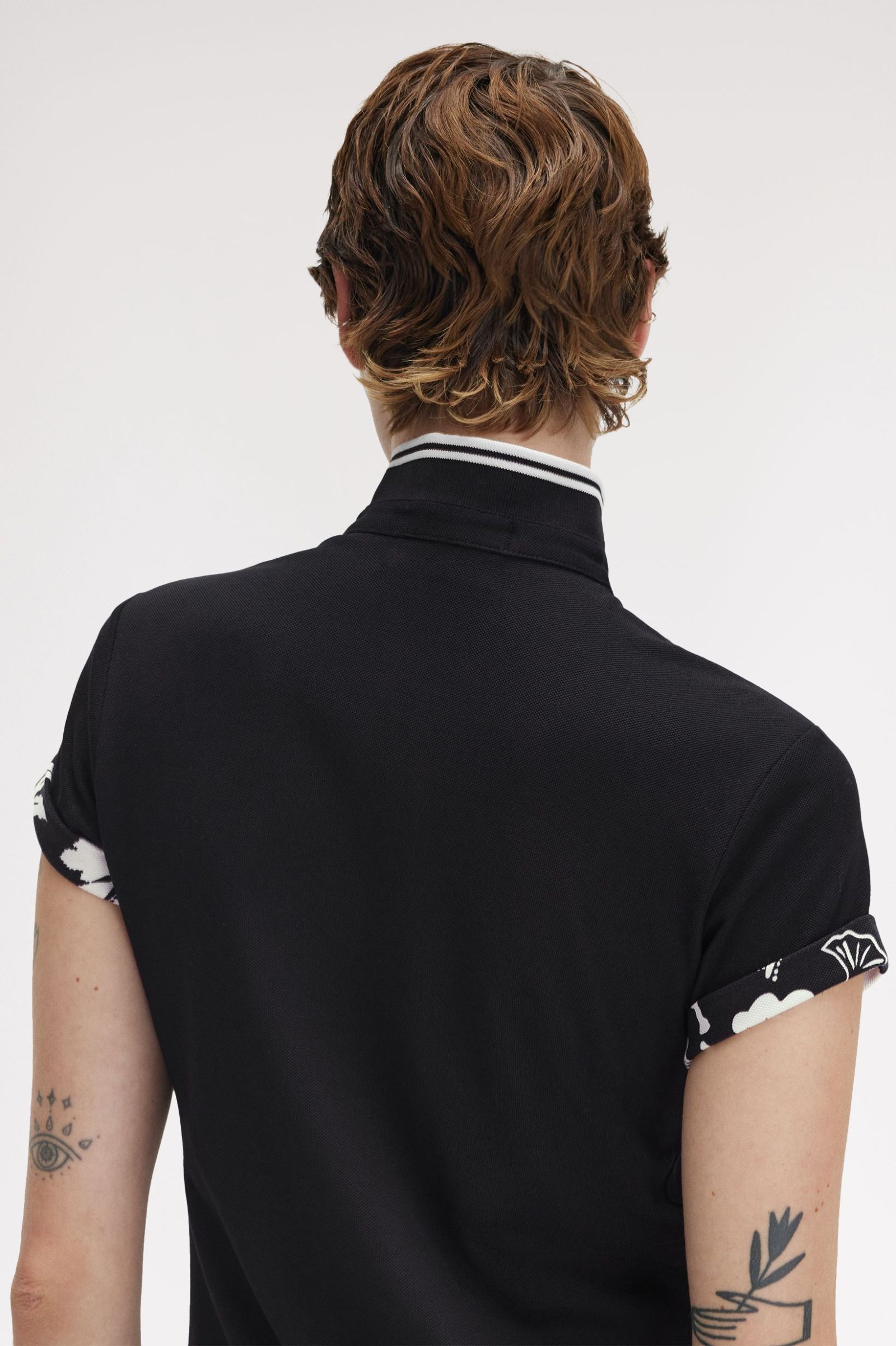 Fred Perry Amy Winehouse Printed Trim Piqué Dress in Black 