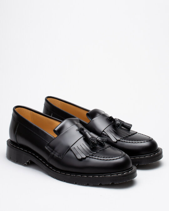 Solovair Tassel Loafer Long Fringe in Black