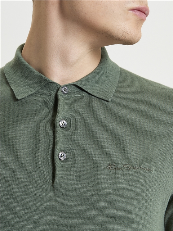 Ben Sherman Signature Short Sleeve Polo in Olive