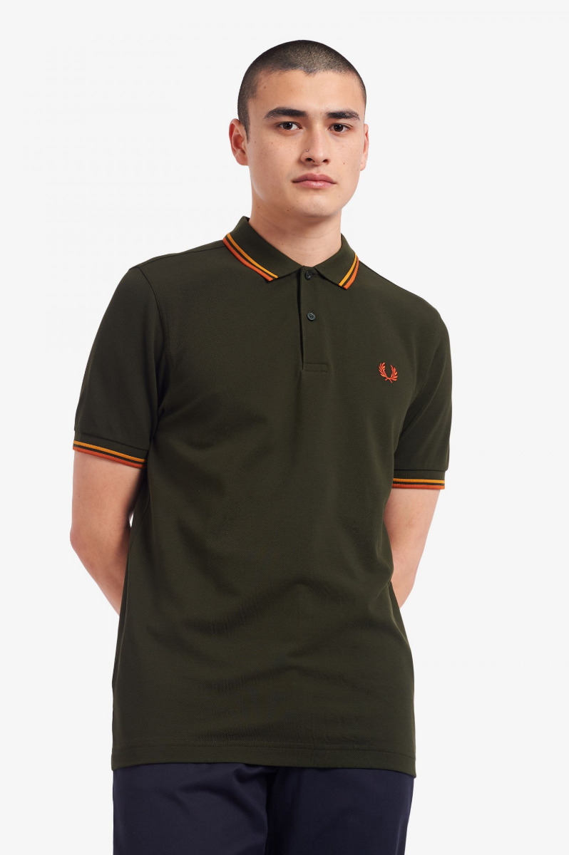 Fred Perry Twin Tipped Polo Shirt Hunting Green M3600-XL
