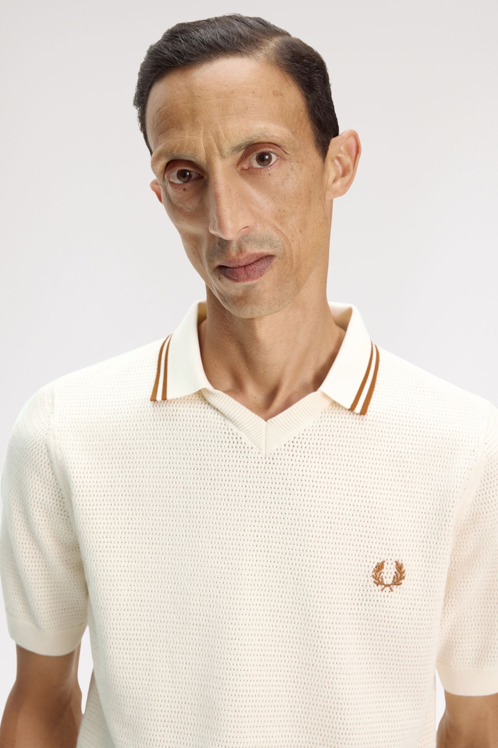 Fred Perry Pointelle Knitted Shirt (Ecru)