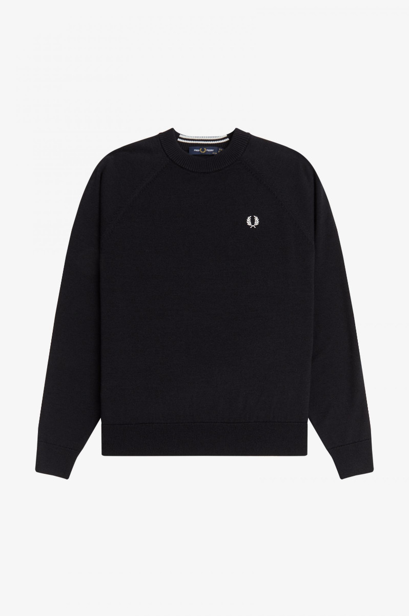 Fred Perry Damen Crew Neck Jumper-Black