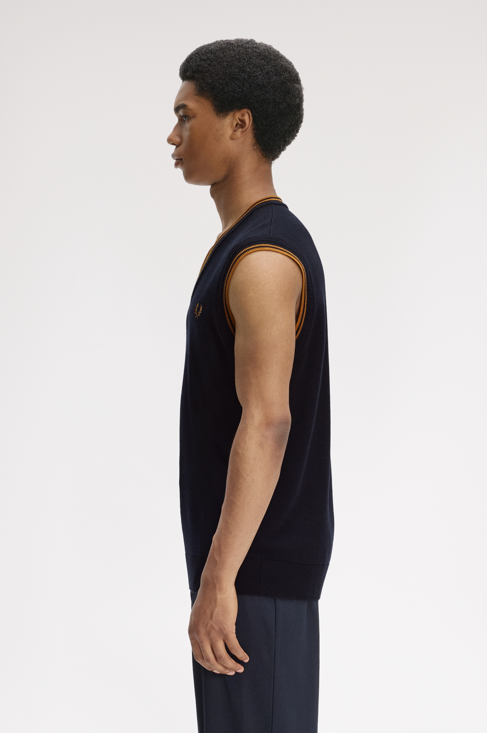 Fred Perry Tipped V-Neck Tank (Navy)