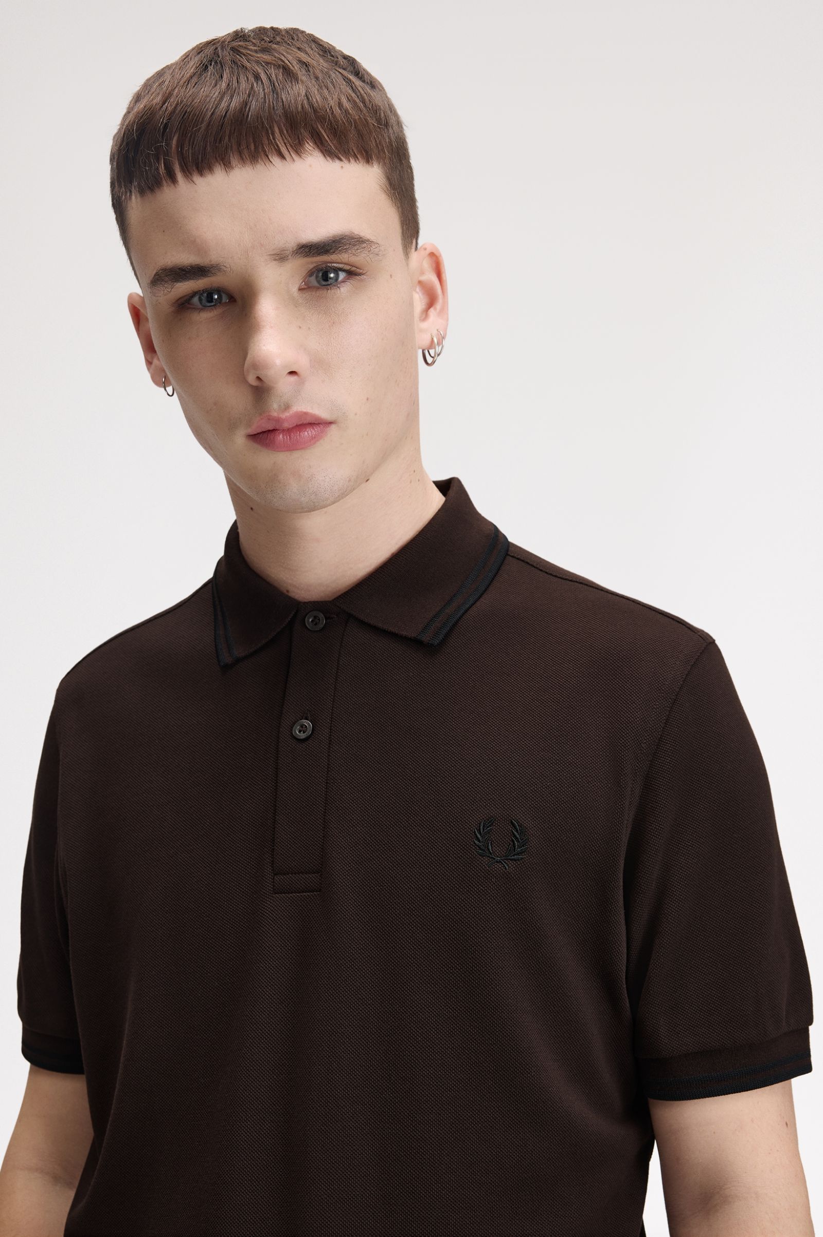 Fred Perry M3600 Twin Tipped Polo Shirt (Rich Brown/Black)