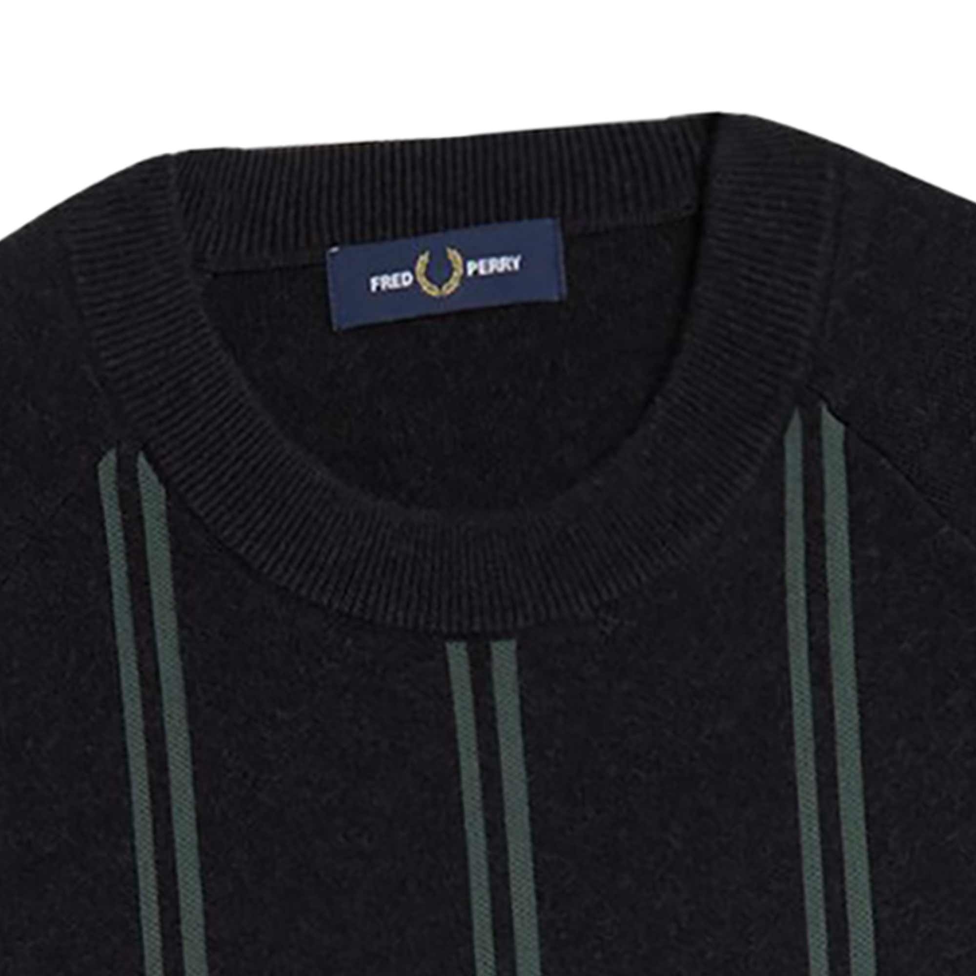 Fred Perry Stripe Knitted T-Shirt in Black