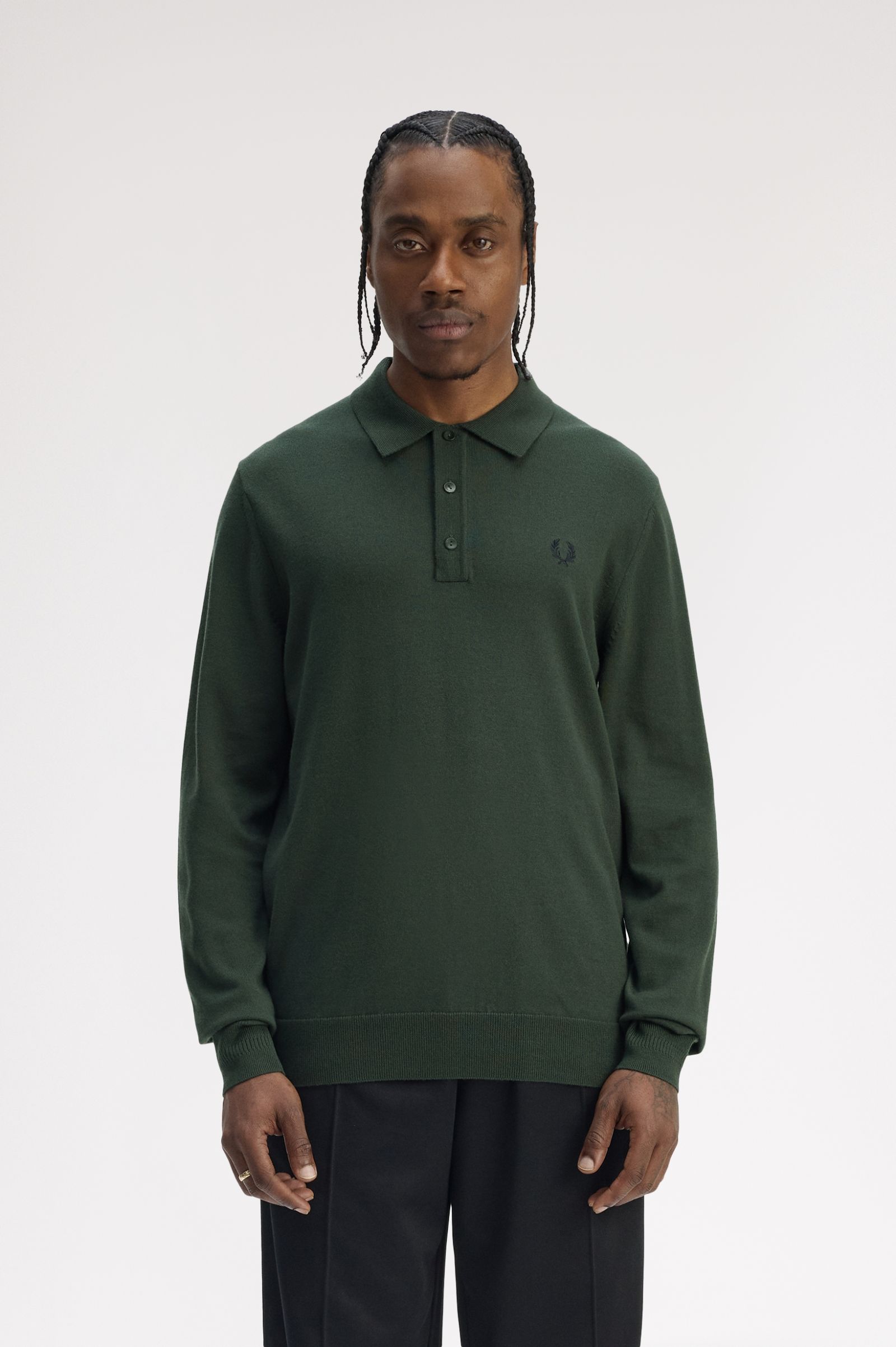 Fred Perry Classic Knitted Shirt LS (Court Green)