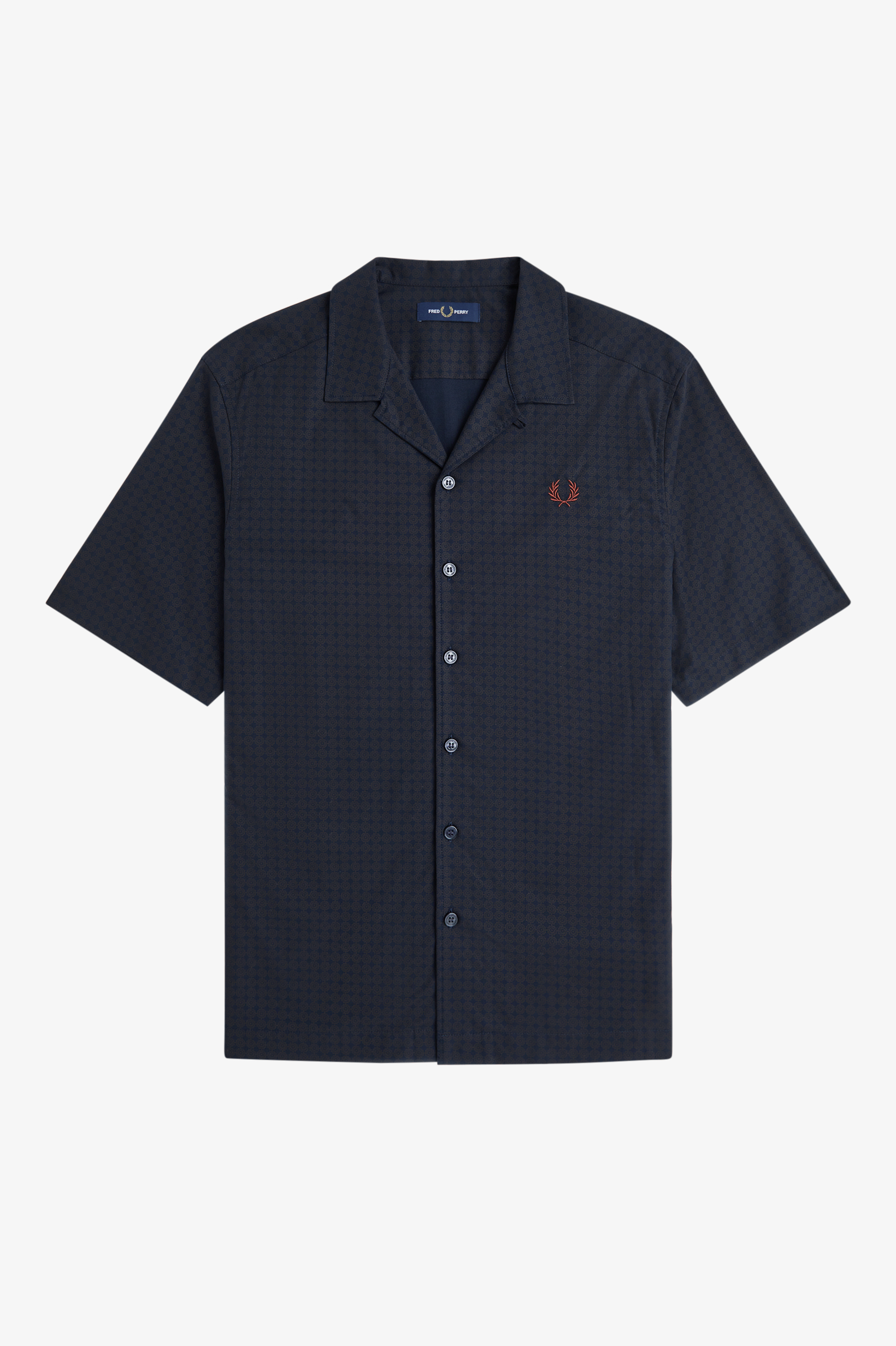 Fred Perry Floral Print Revere Collar Shirt (Navy)