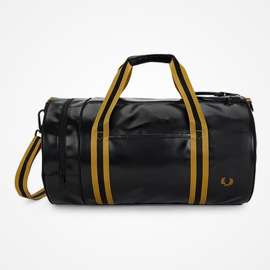 Fred Perry Tipped Classic Barrel Bag (Black/Gold)