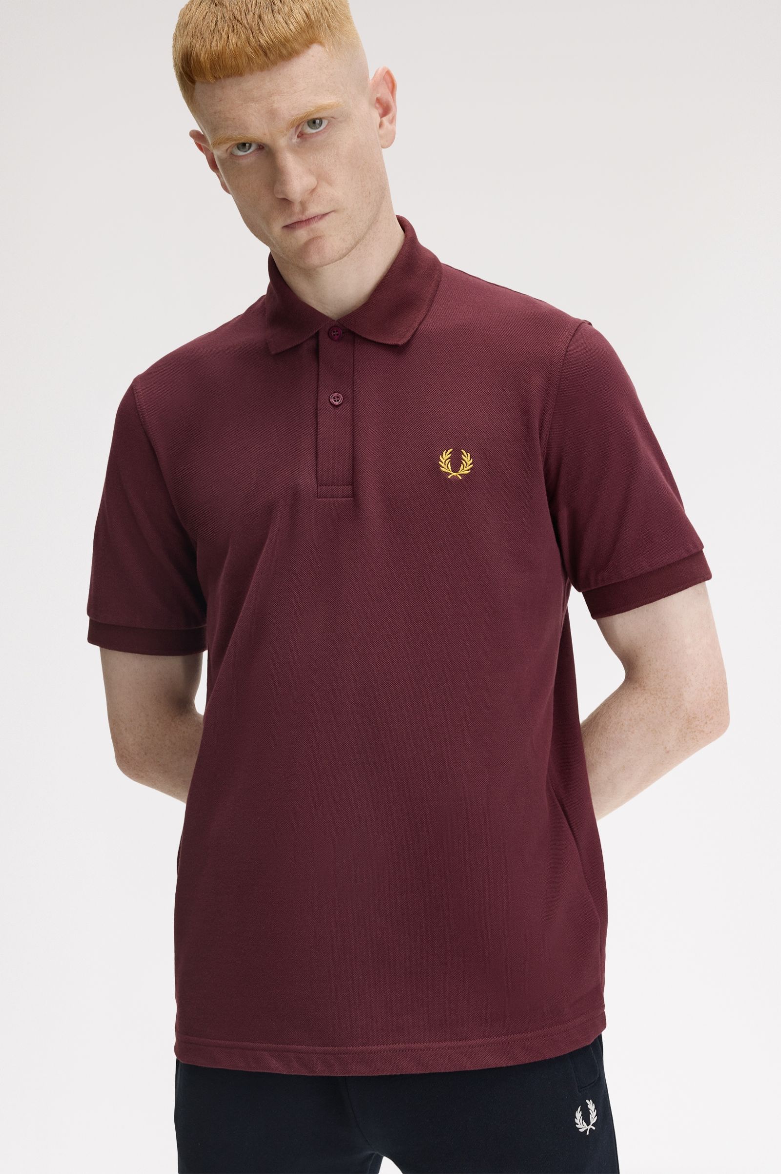 Fred Perry Made in England M3 Shirt in Oxblood/Honeycomb 