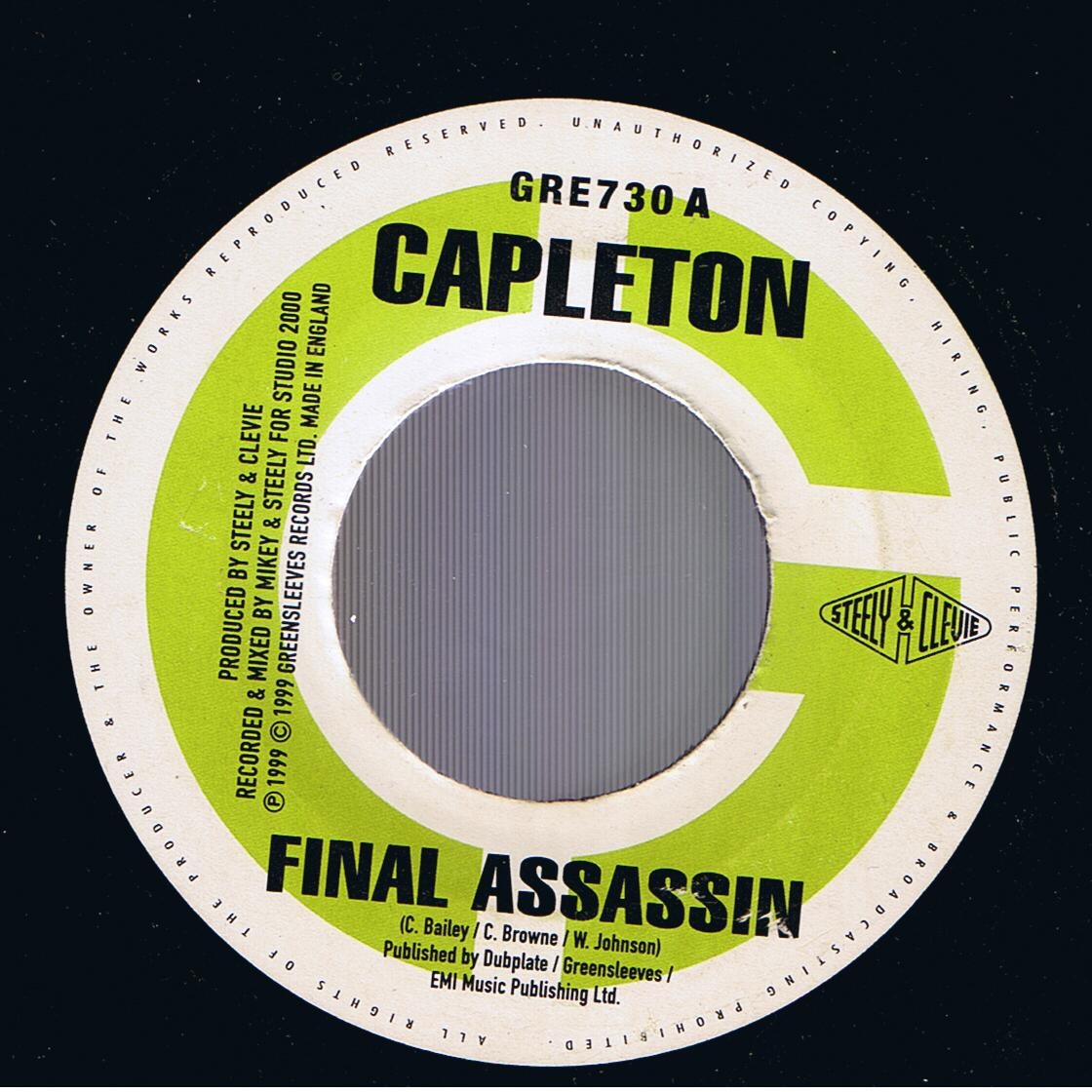 Capleton - Final Assassin / Lovindeer - Lie Dung Pon It (7")