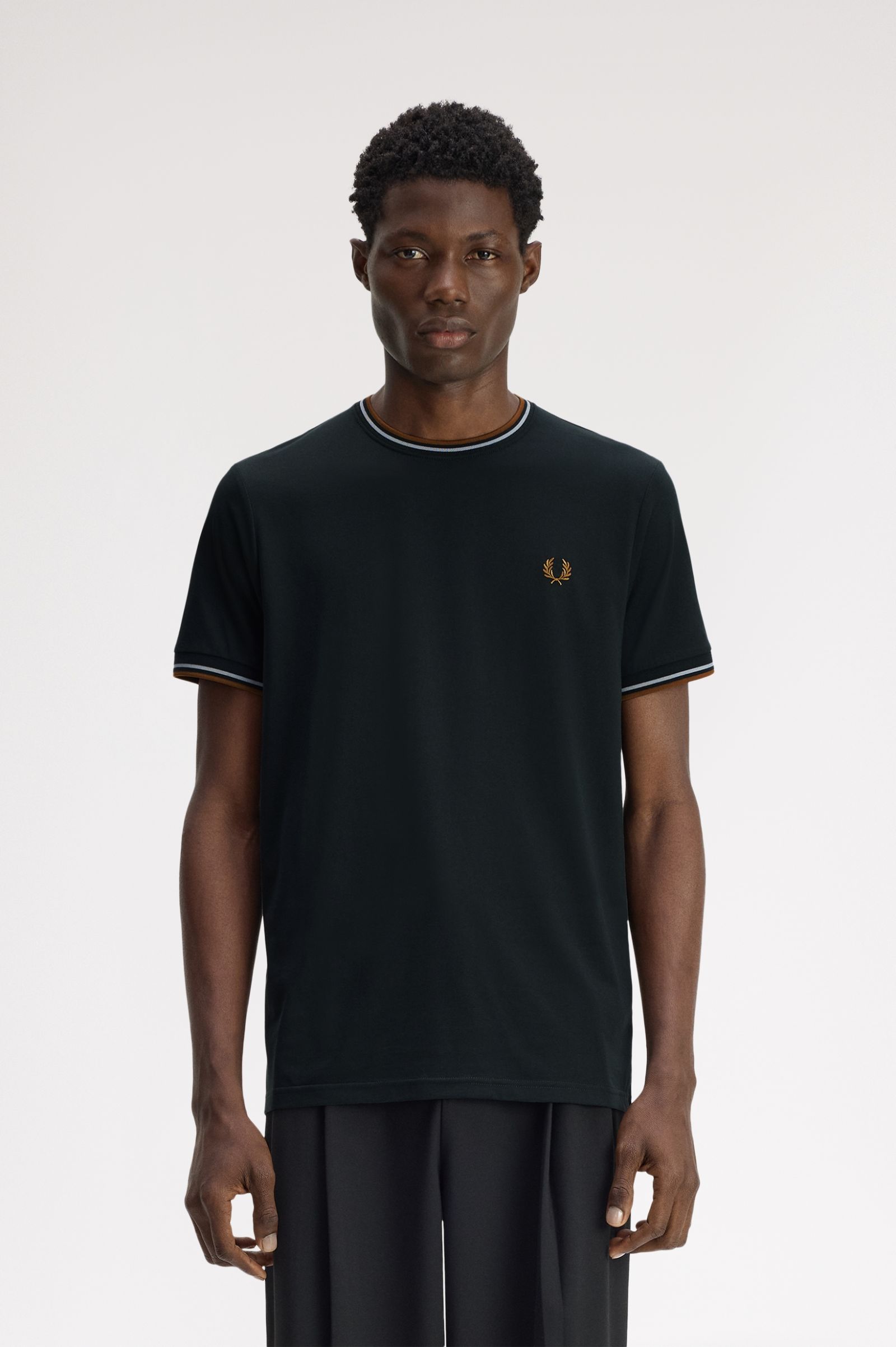 Fred Perry Twin Tipped T-Shirt (Night Green/Dusky Blue/Dark Caramel)