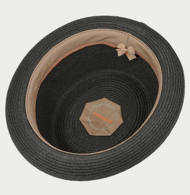 Stetson Dawson Pork Pie Straw Hat (Black)