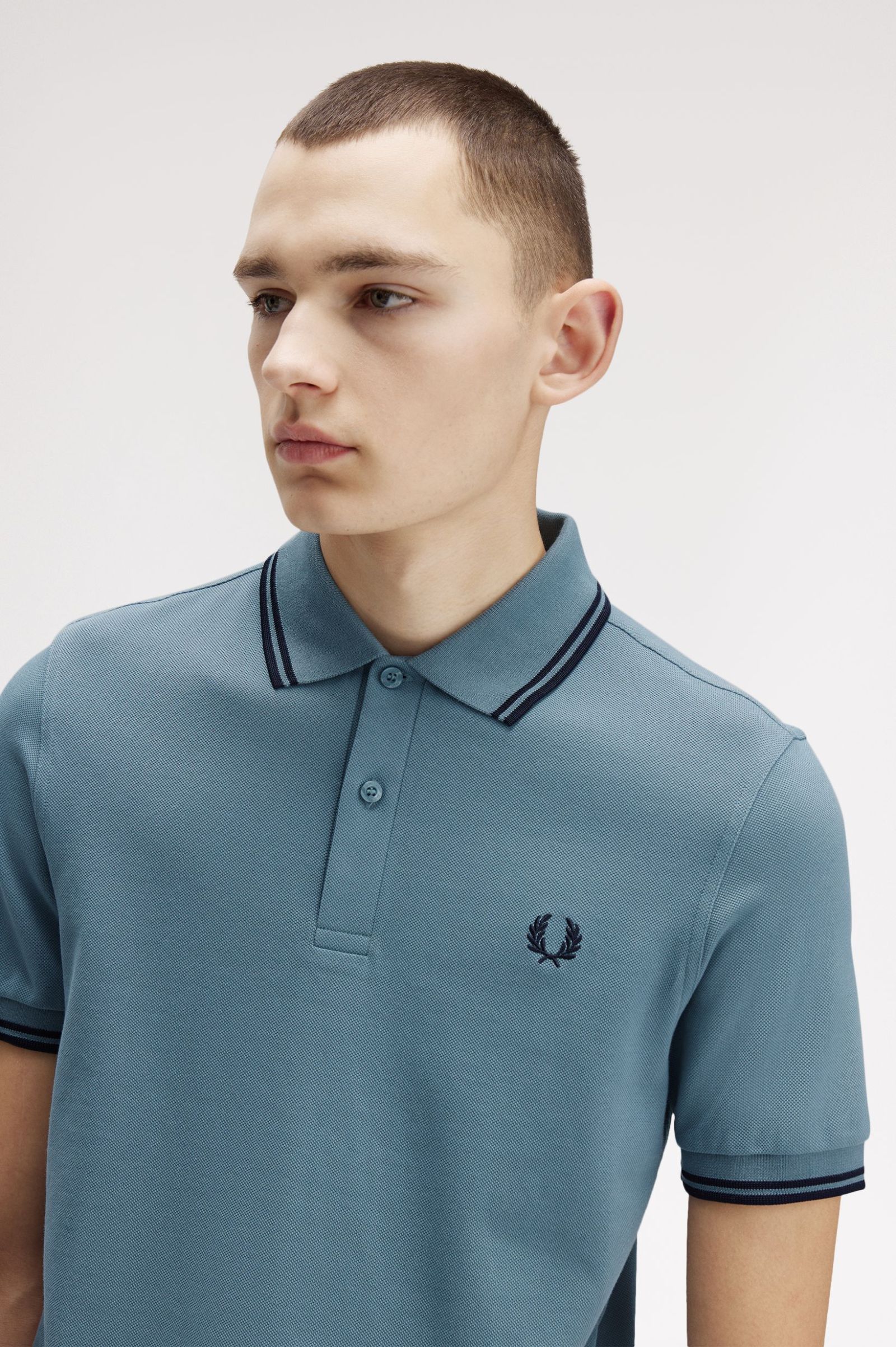 Fred Perry Twin Tipped Shirt in Stockport Blue/ Navy/ Navy