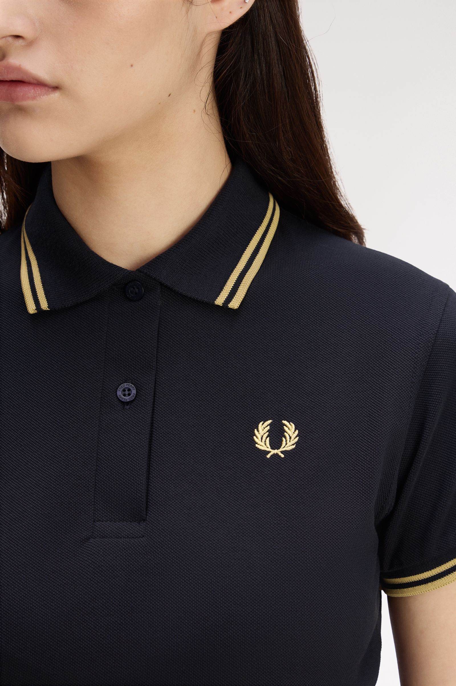 Fred Perry Made in England G12 Twin Tipped Polo Shirt (Navy/Champagne/Champagne)