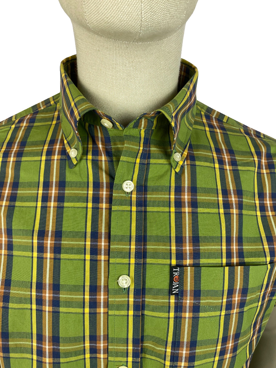 Trojan Classic Check Short Sleeve Shirt Green-S