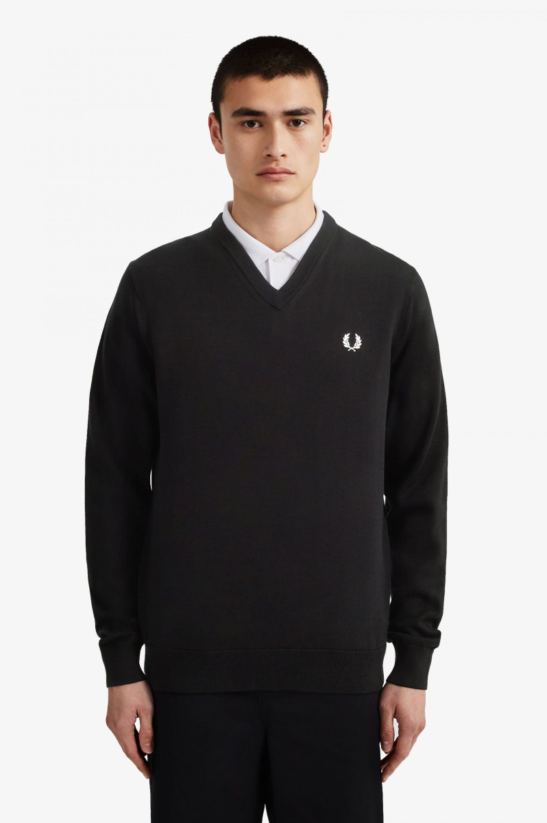 Fred Perry Pullover Classic V-Neck Black-M