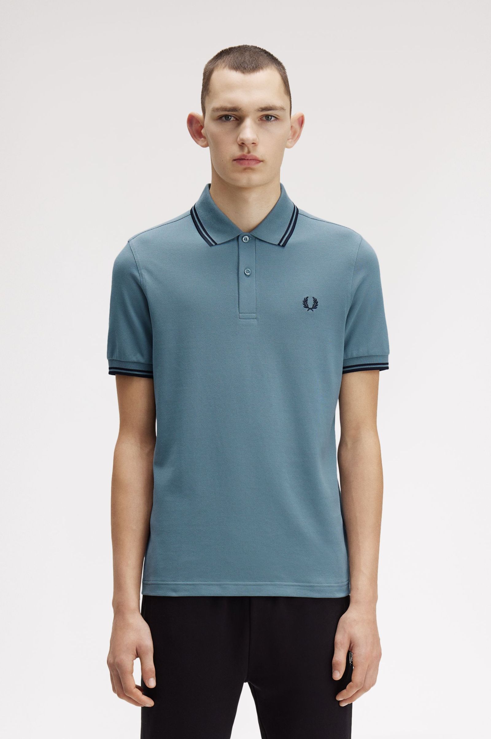 Fred Perry Twin Tipped Shirt in Stockport Blue/ Navy/ Navy