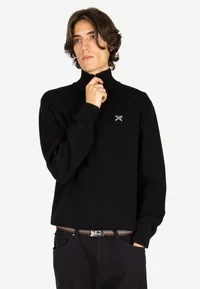 Iriedaily Heavy Flag Knit Troyer (Black)
