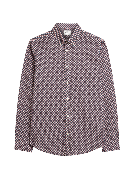Ben Sherman Long Sleeve Split Geo Print Shirt (Rose)