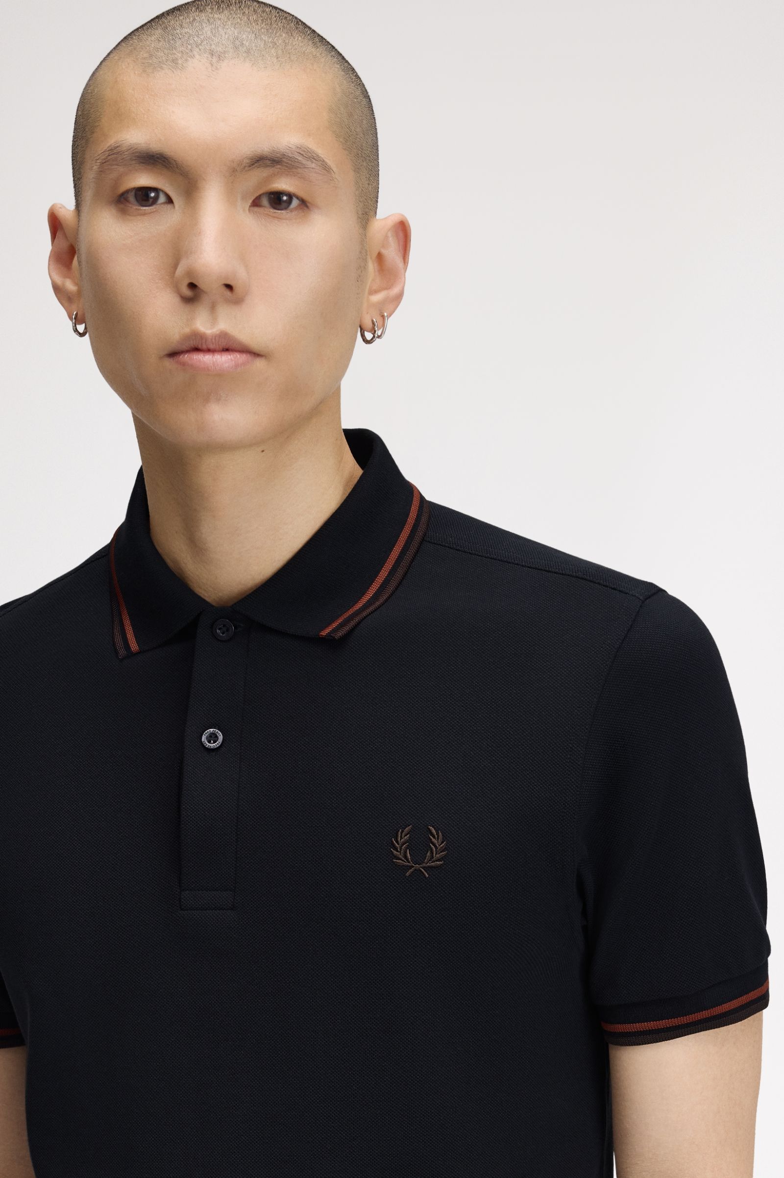 Fred Perry M3600 Twin Tipped Polo Shirt (Navy/Brandy/Rich Brown) 