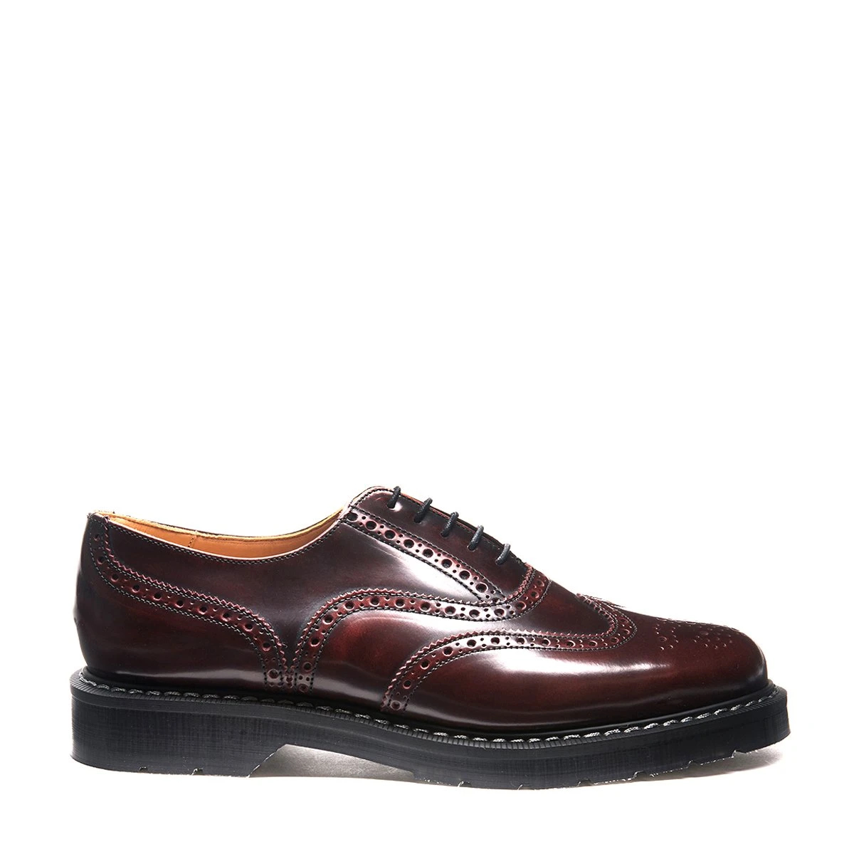 Solovair 5-Eye Oxford "English" Brogue Shoe Burgundy Rub Off Hi-Shine