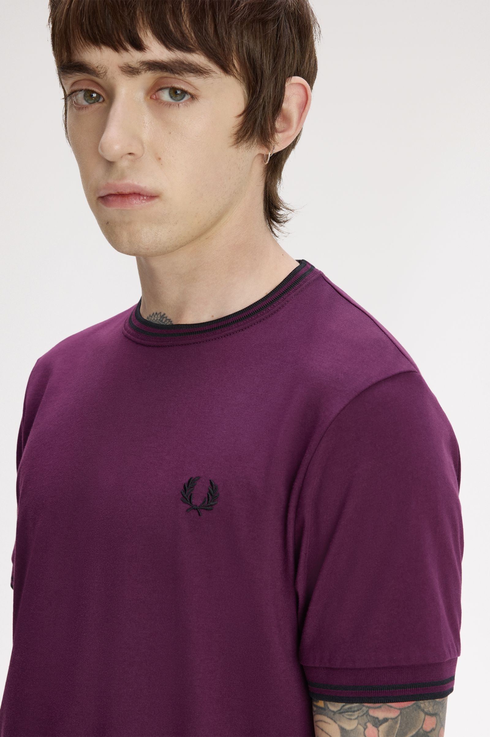 Fred Perry Twin Tipped T-Shirt (Plum/Black)