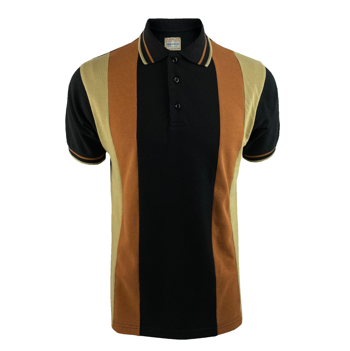 Ska & Soul Cut & Sew Stripe Pique Polo Black-S