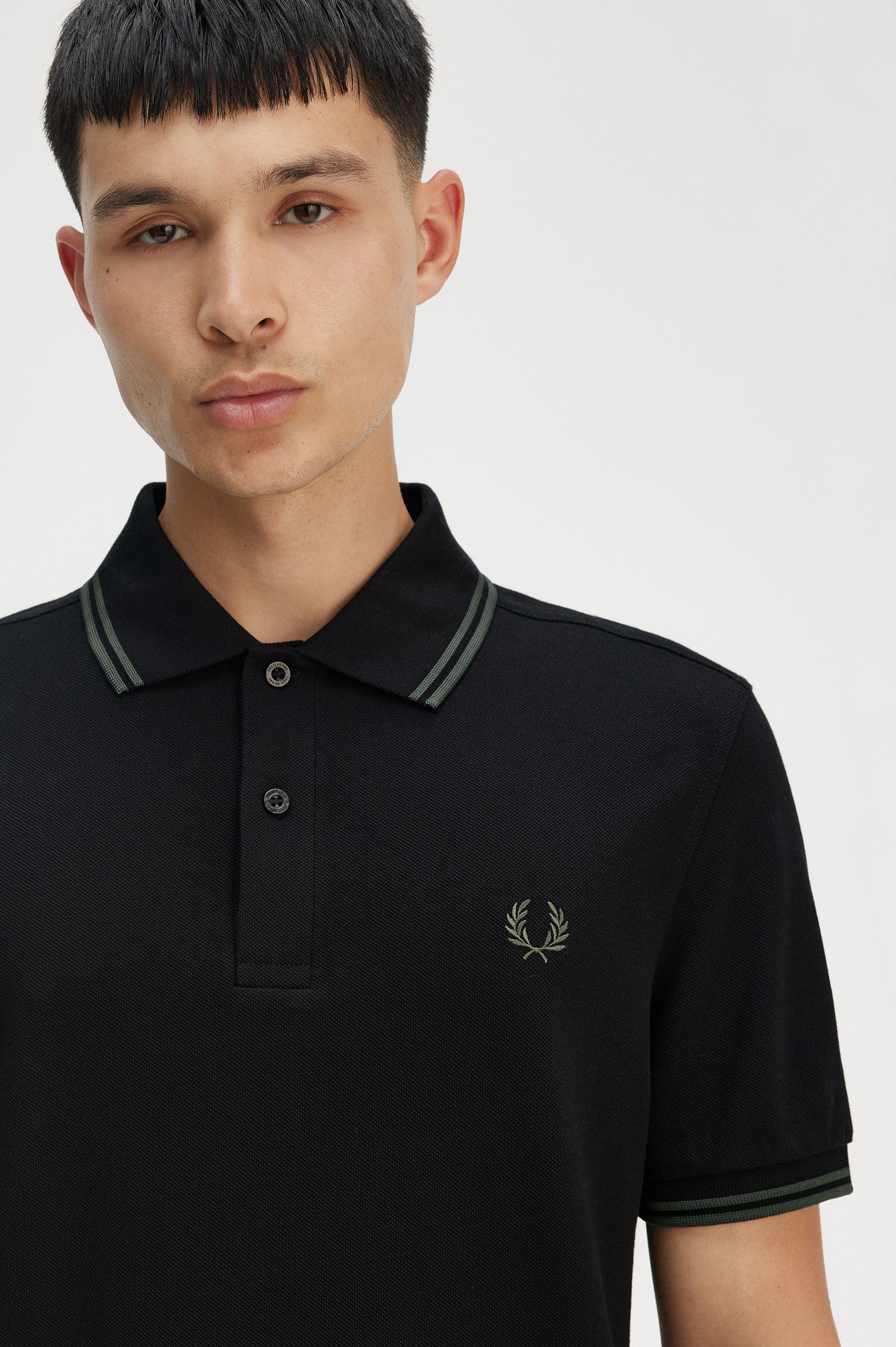 Fred Perry Twin Tipped Polo Shirt (Black/Court Green)