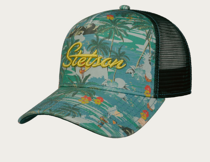 Stetson Surf Island Trucker Cap in Green-Blue