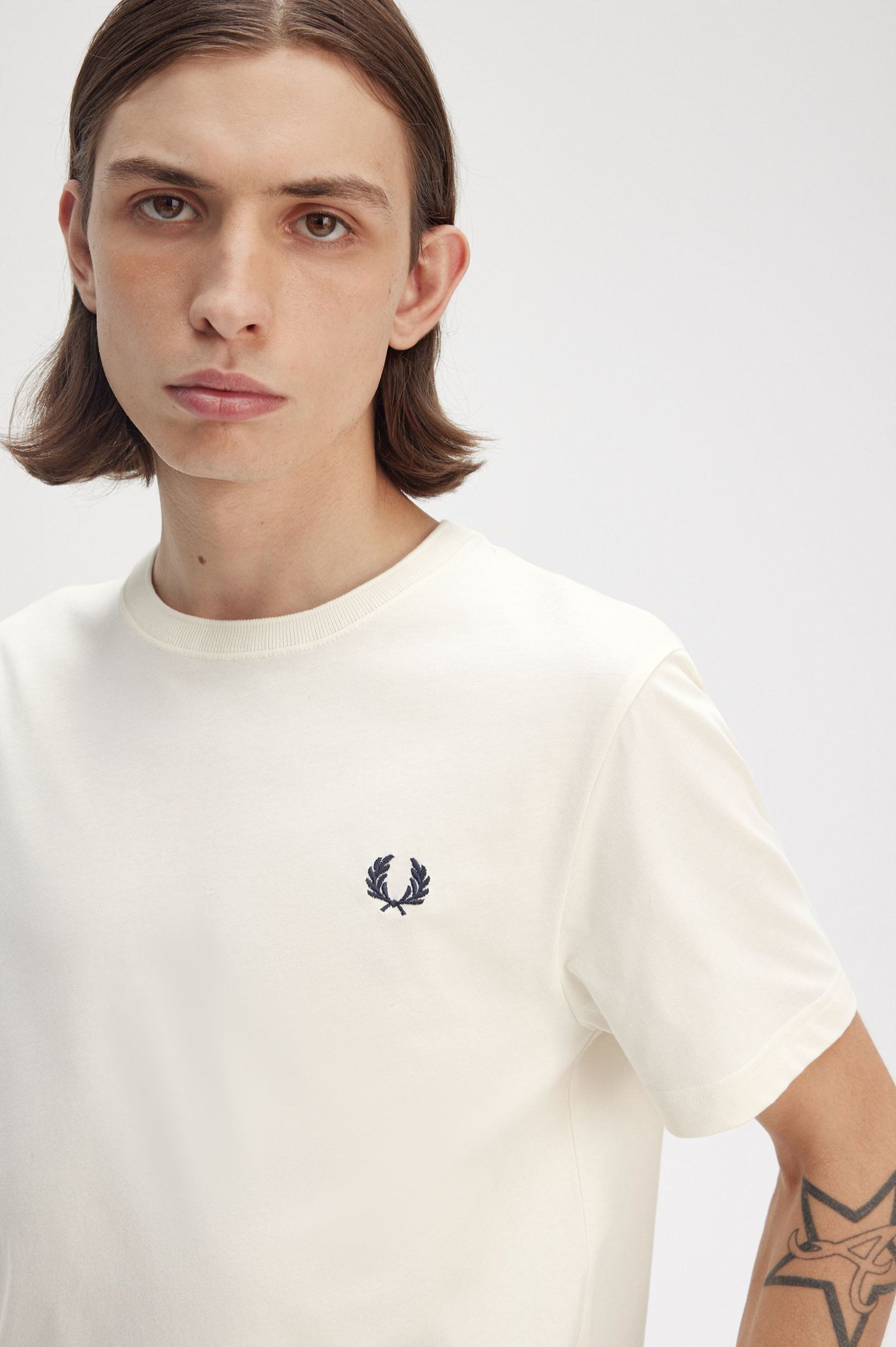 Fred Perry Crew Neck T-Shirt in Ecru