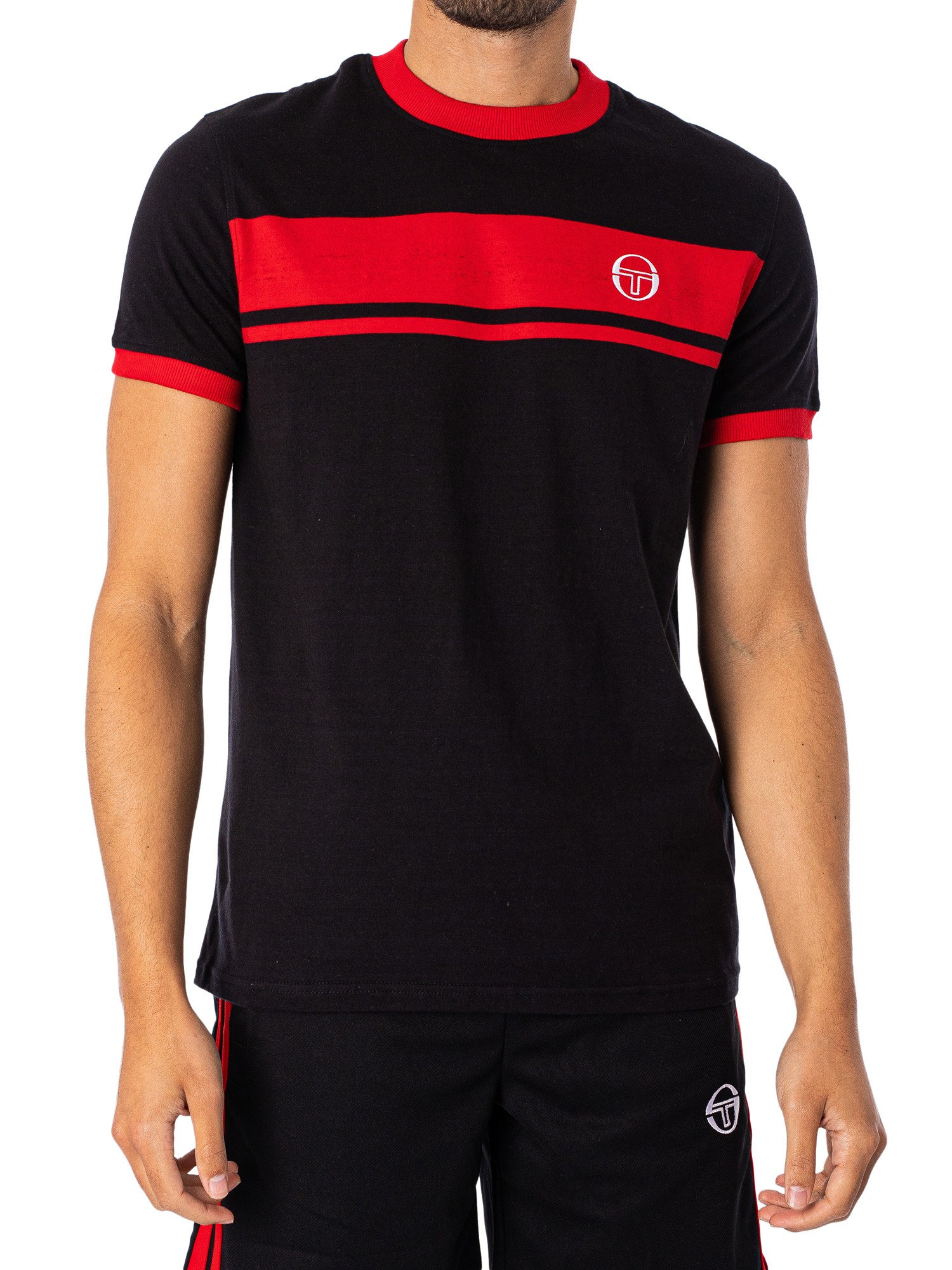 Sergio Tacchini Master T-Shirt - Black/Adrenaline Rush