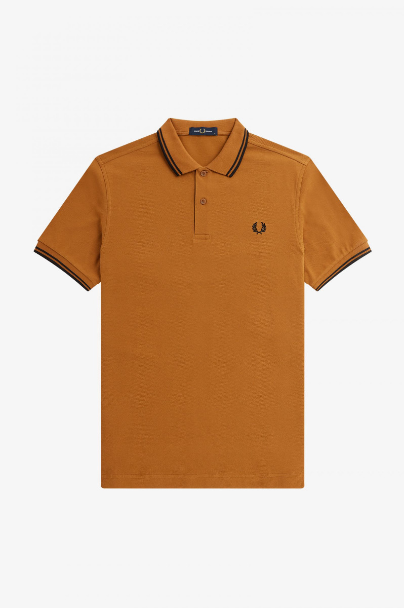 Fred Perry Twin Tipped Polo Shirt M3600 Dark Caramel/Black-XXXL