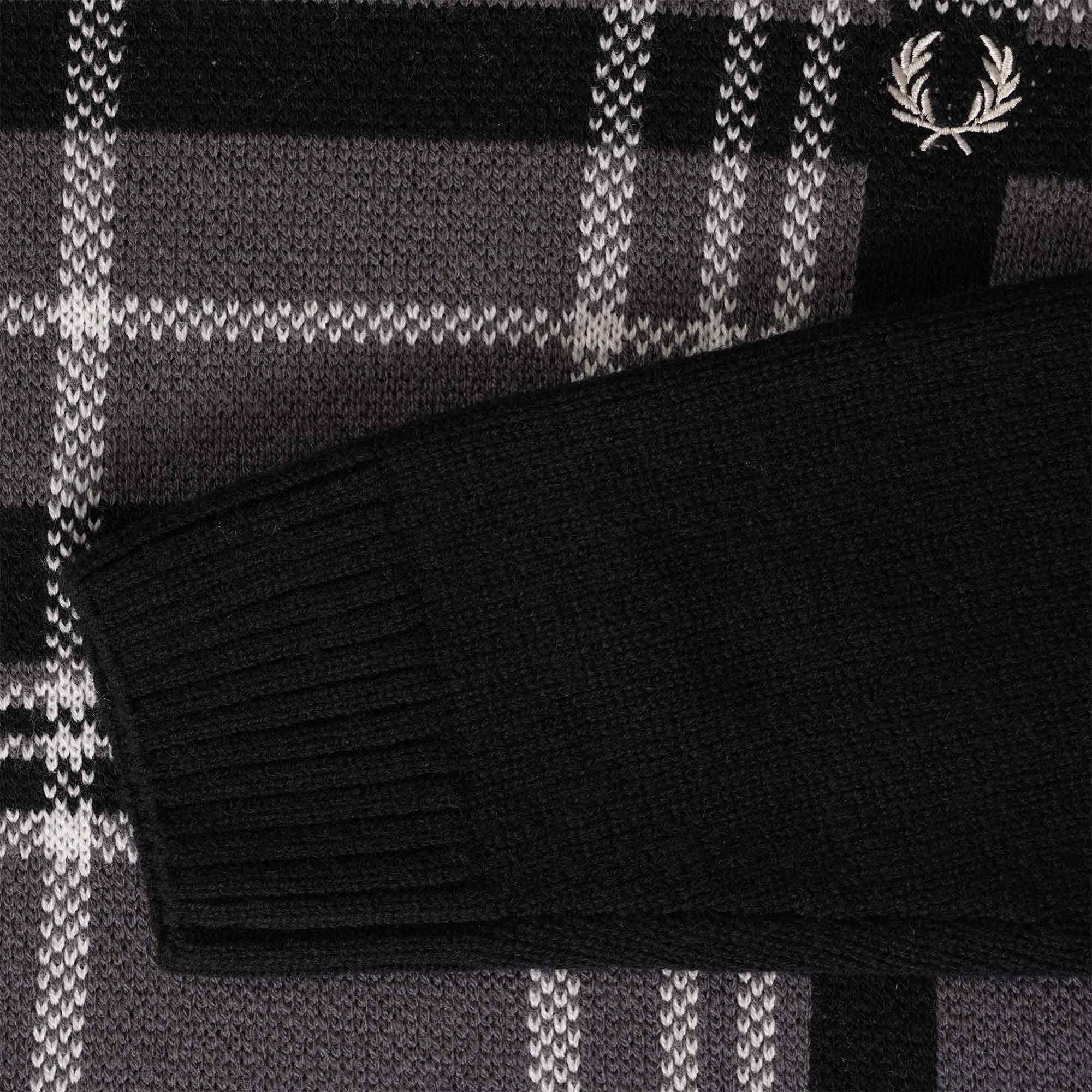 Fred Perry Tartan Panel Jumper - Black