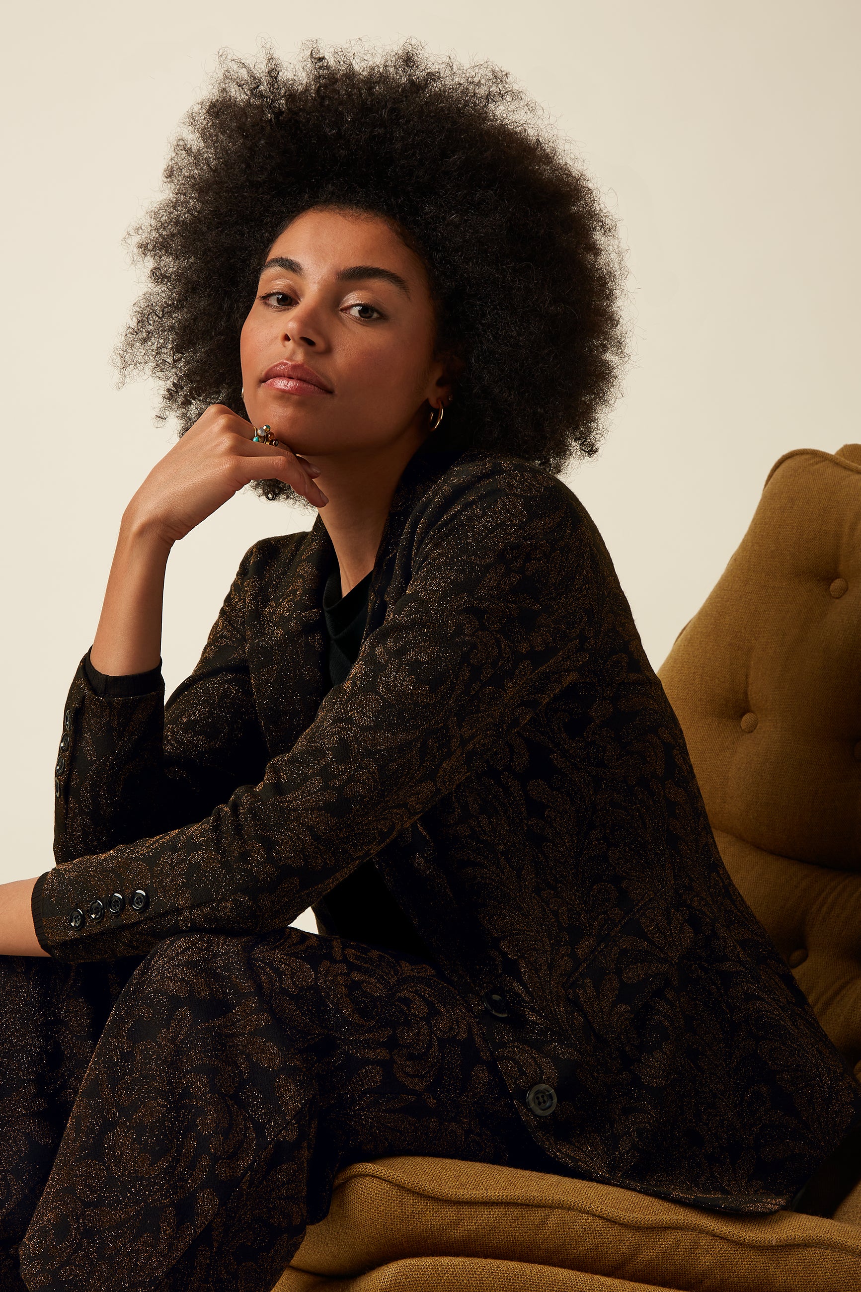 King Louie Daisy Blazer Star Jacquard (Black)