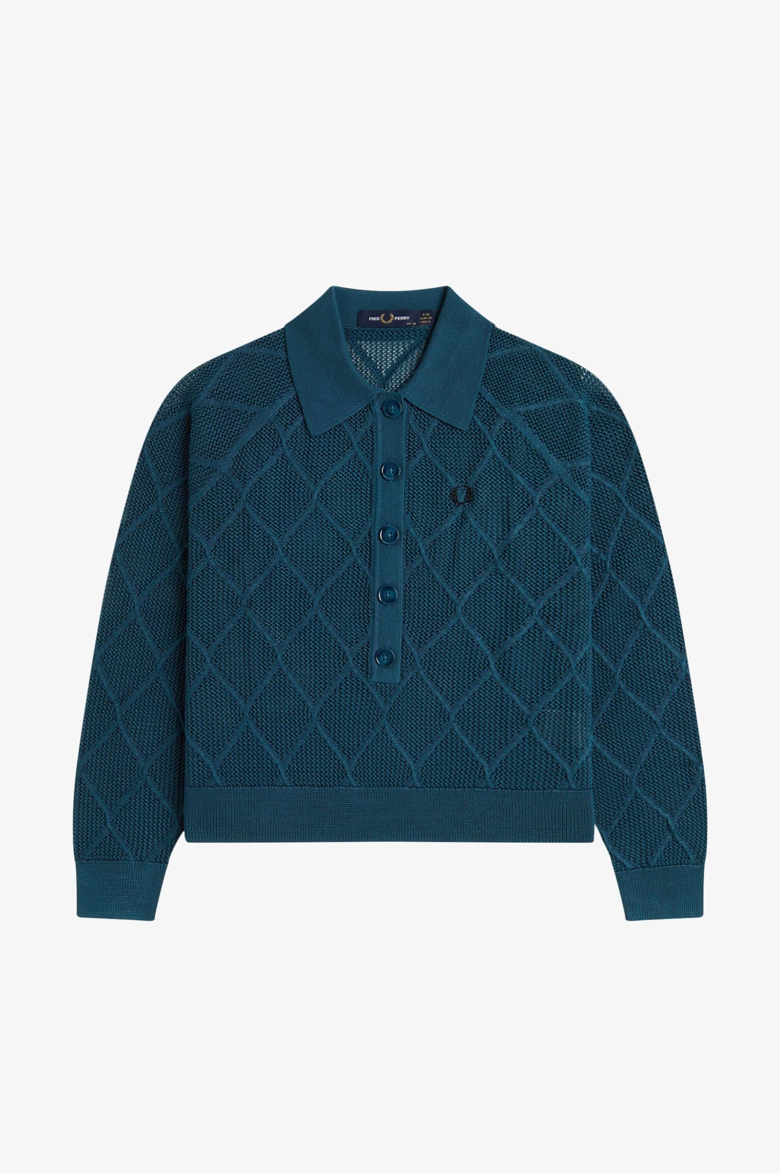Fred Perry Argyle Mesh Knitted Shirt (Dark Petrol)