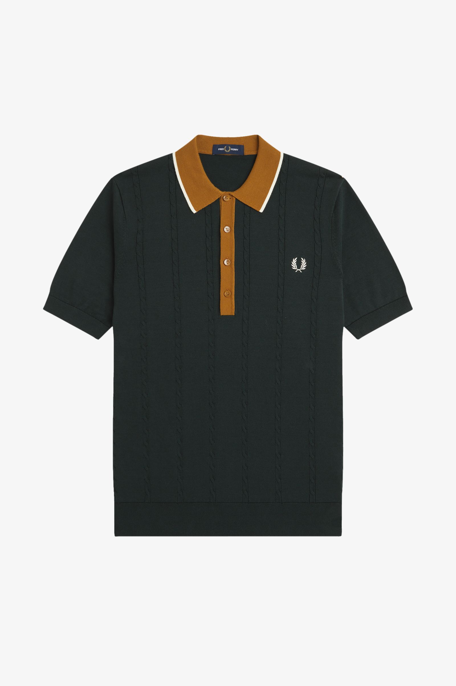 Fred Perry Cable Knitted Shirt (Night Green)