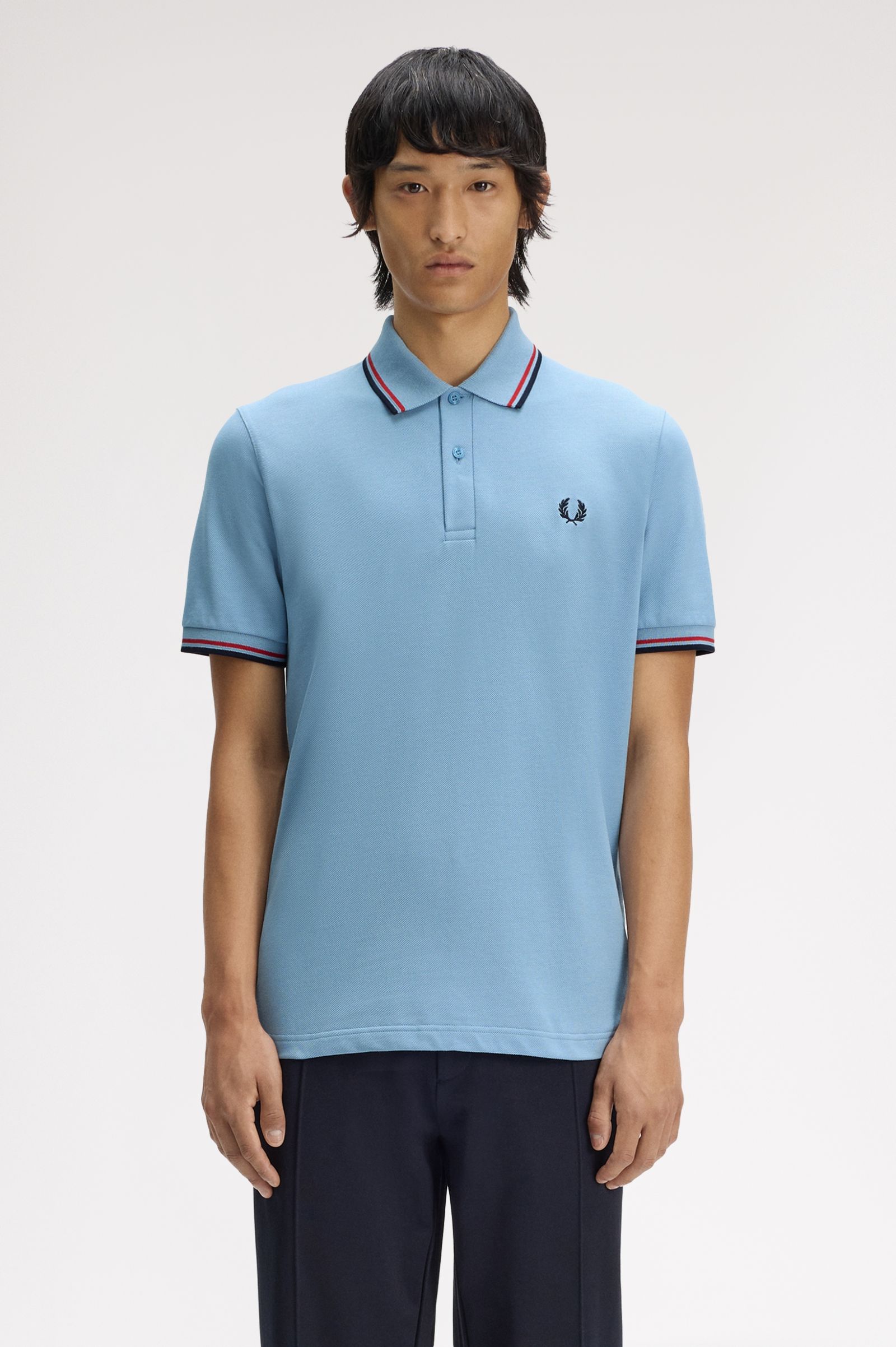 Fred Perry Twin Tipped Polo Shirt (Sky/Red/Navy)